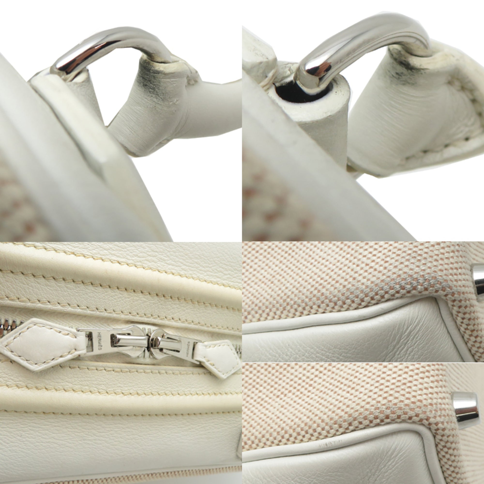Hermes White Swift Leather Boston Bag (Pre-Owned)