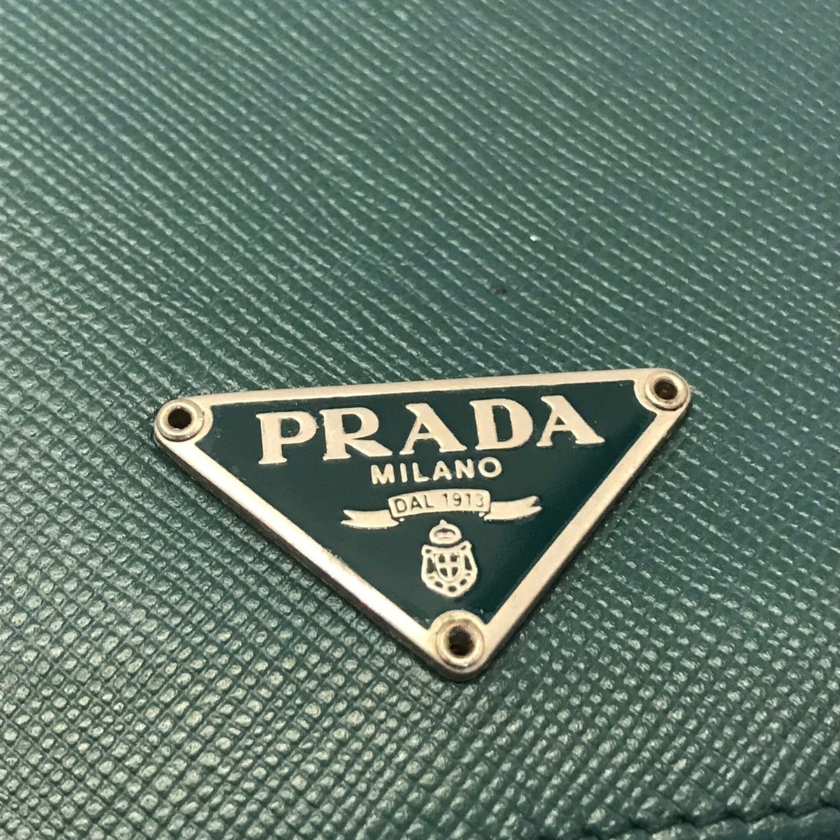 Prada Green Saffiano Triangle Wallet (Bi-Fold) (Pre-Owned)