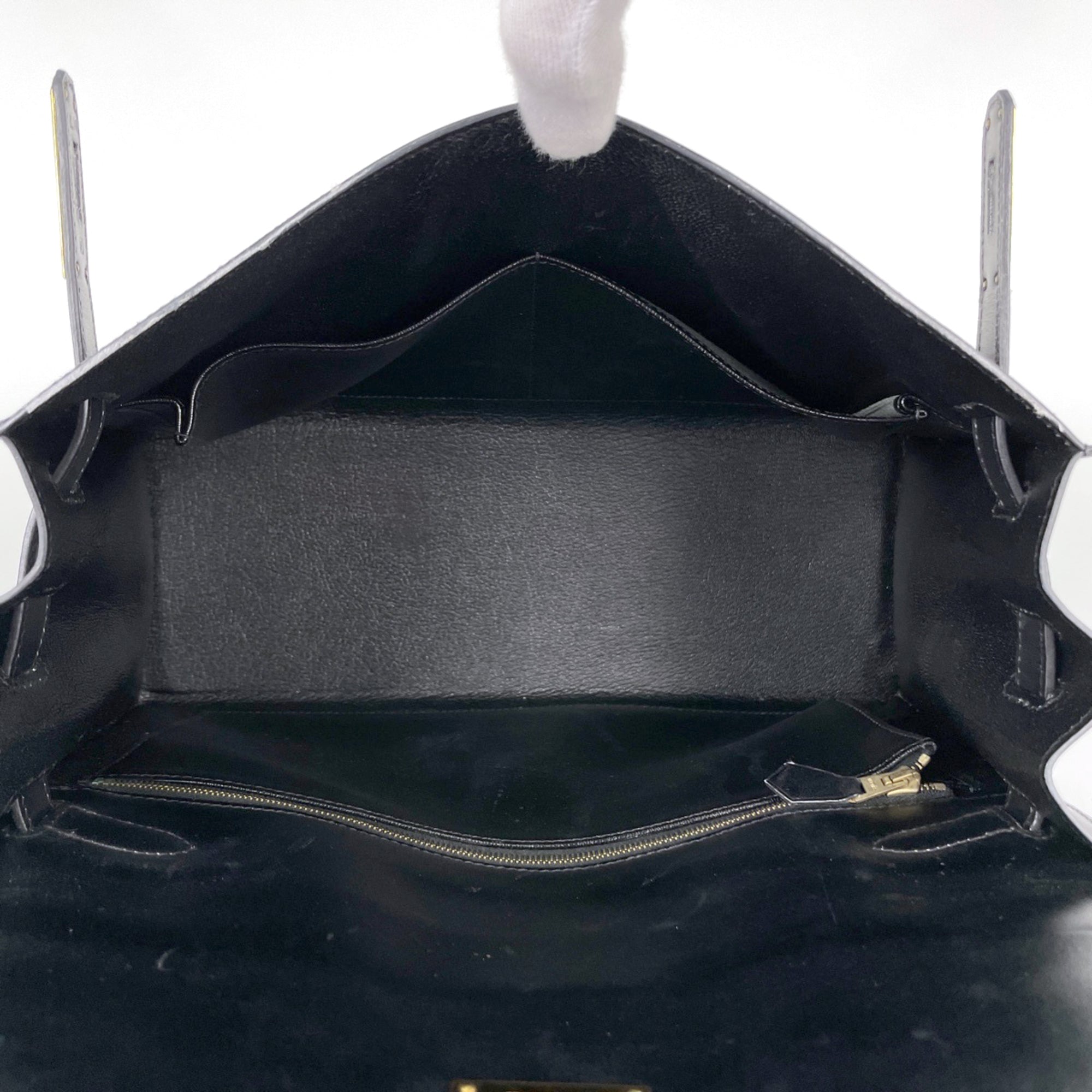 Hermes Kelly Black Box Calf Leather Handbag (Pre-Owned)