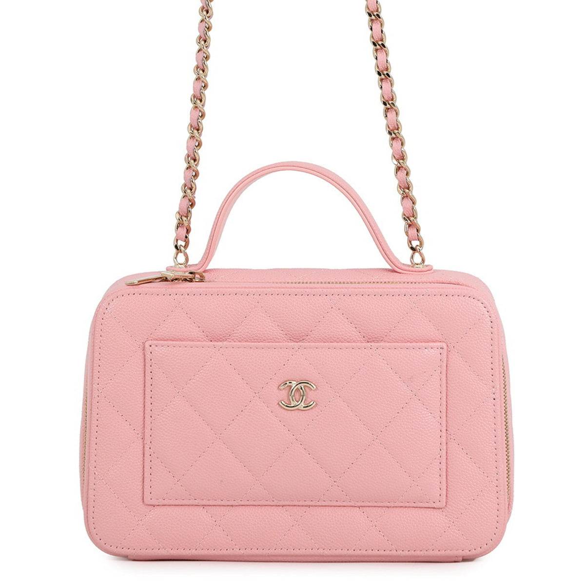Chanel Matelasse Pink Grained Calfskin Handbag Shoulder Bag (Pre-Owned)