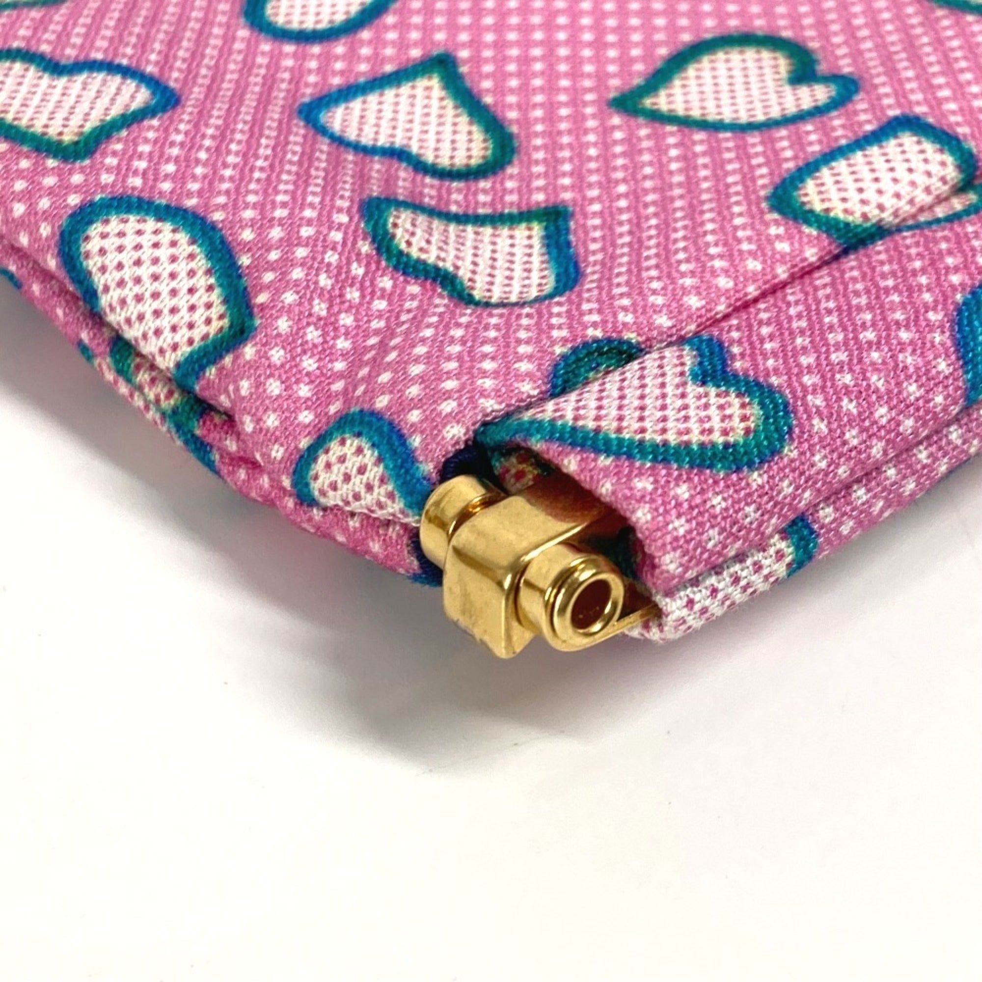 Miu Miu Blue Pink Nylon Leather Clutch Bag Pouch (Pre-Owned)