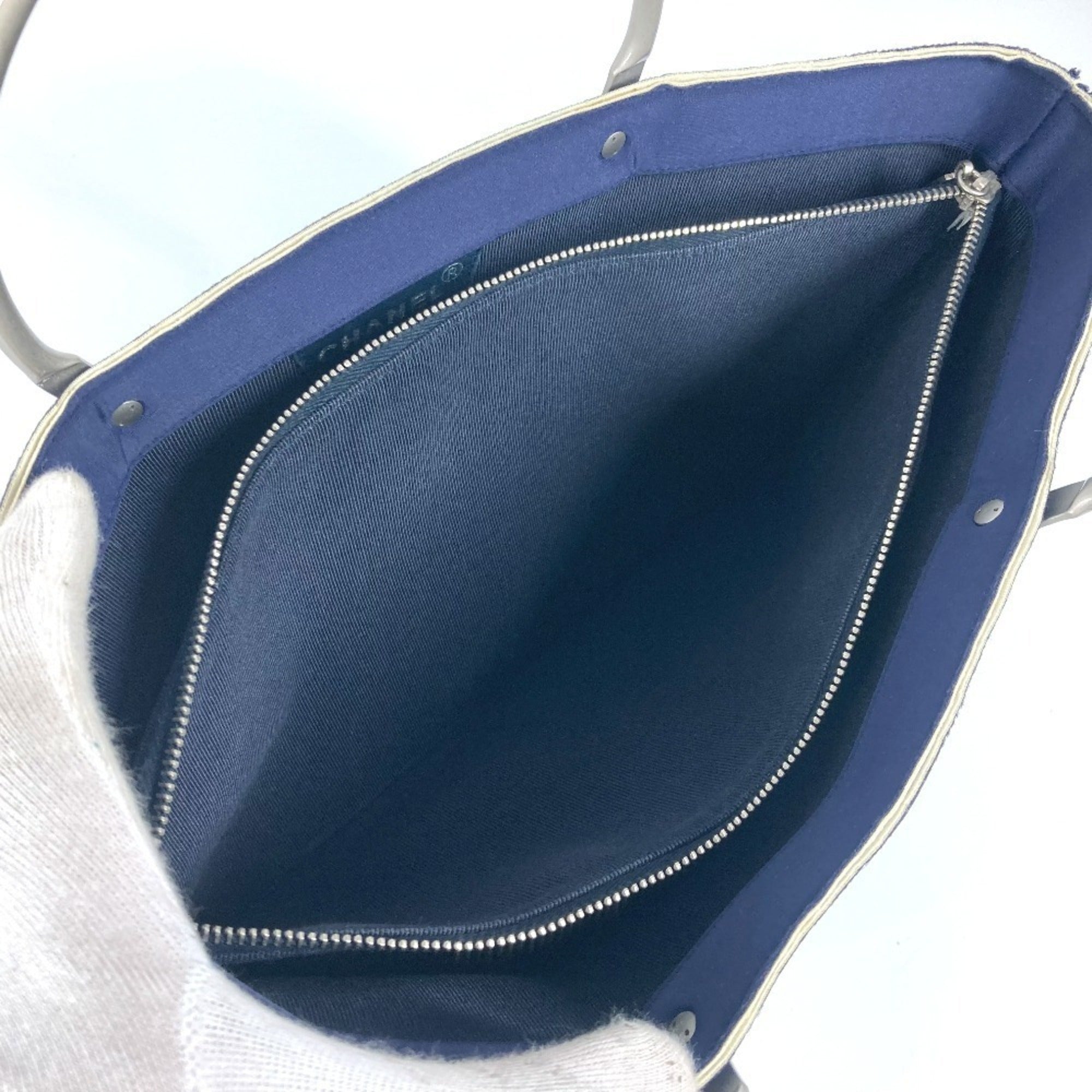 Chanel Navy Polyamide Handbag Tote Bag (Pre-Owned)