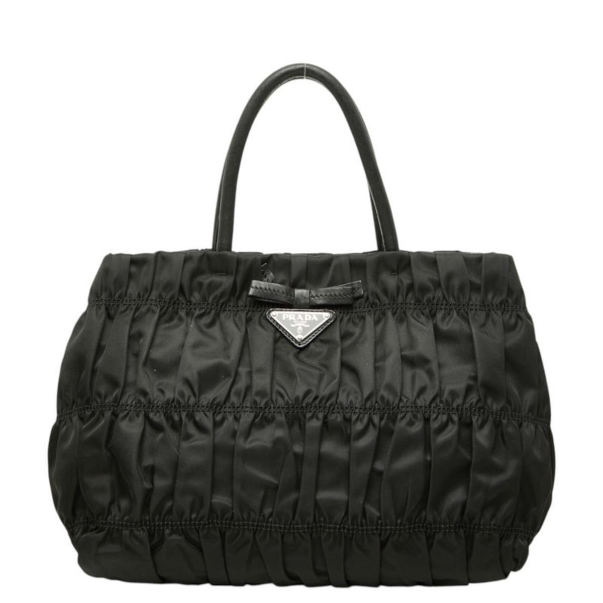 Prada Black Nylon Leather Handbag (Pre-Owned)