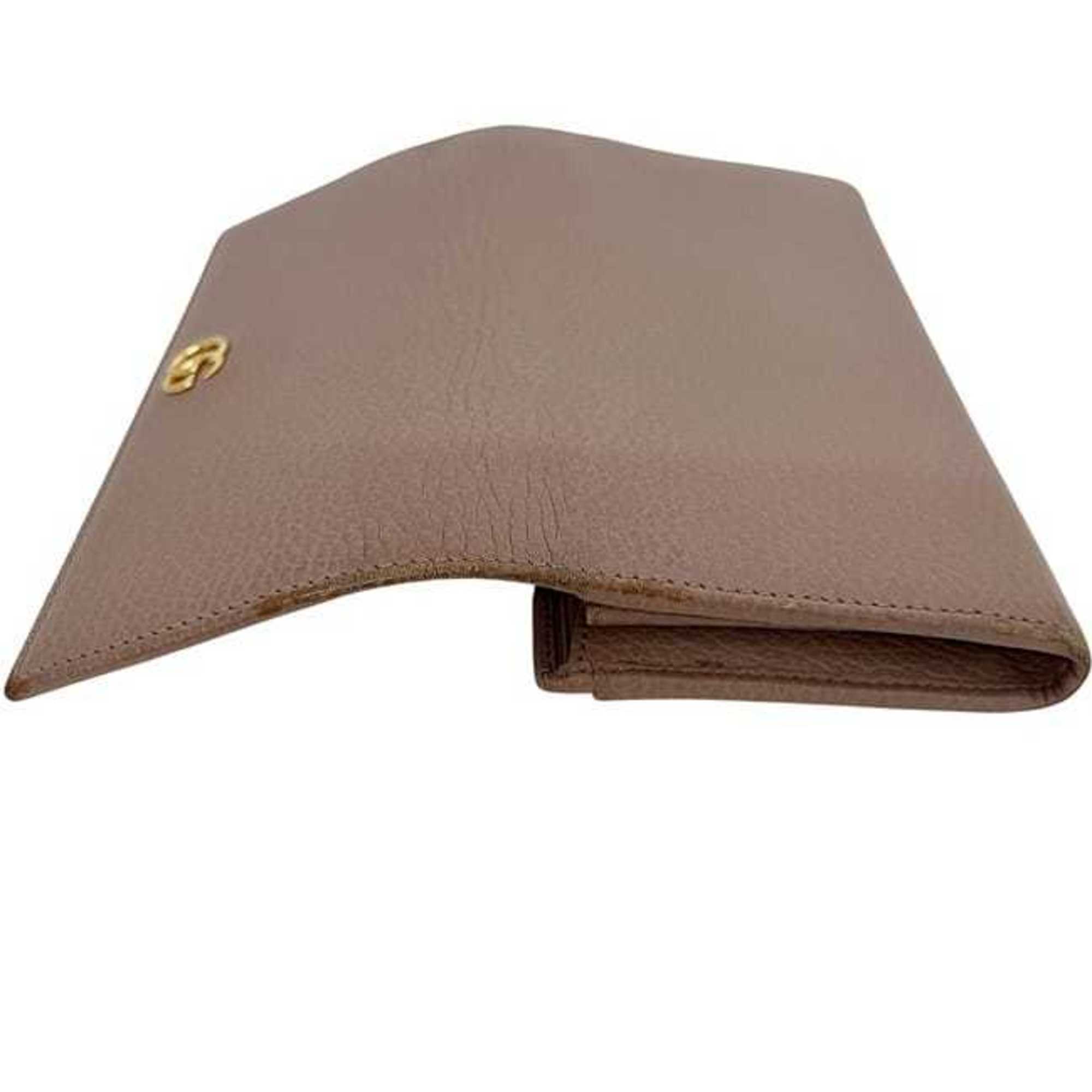 Gucci Pink Beige Leather Long Wallet (Bi-Fold) (Pre-Owned)
