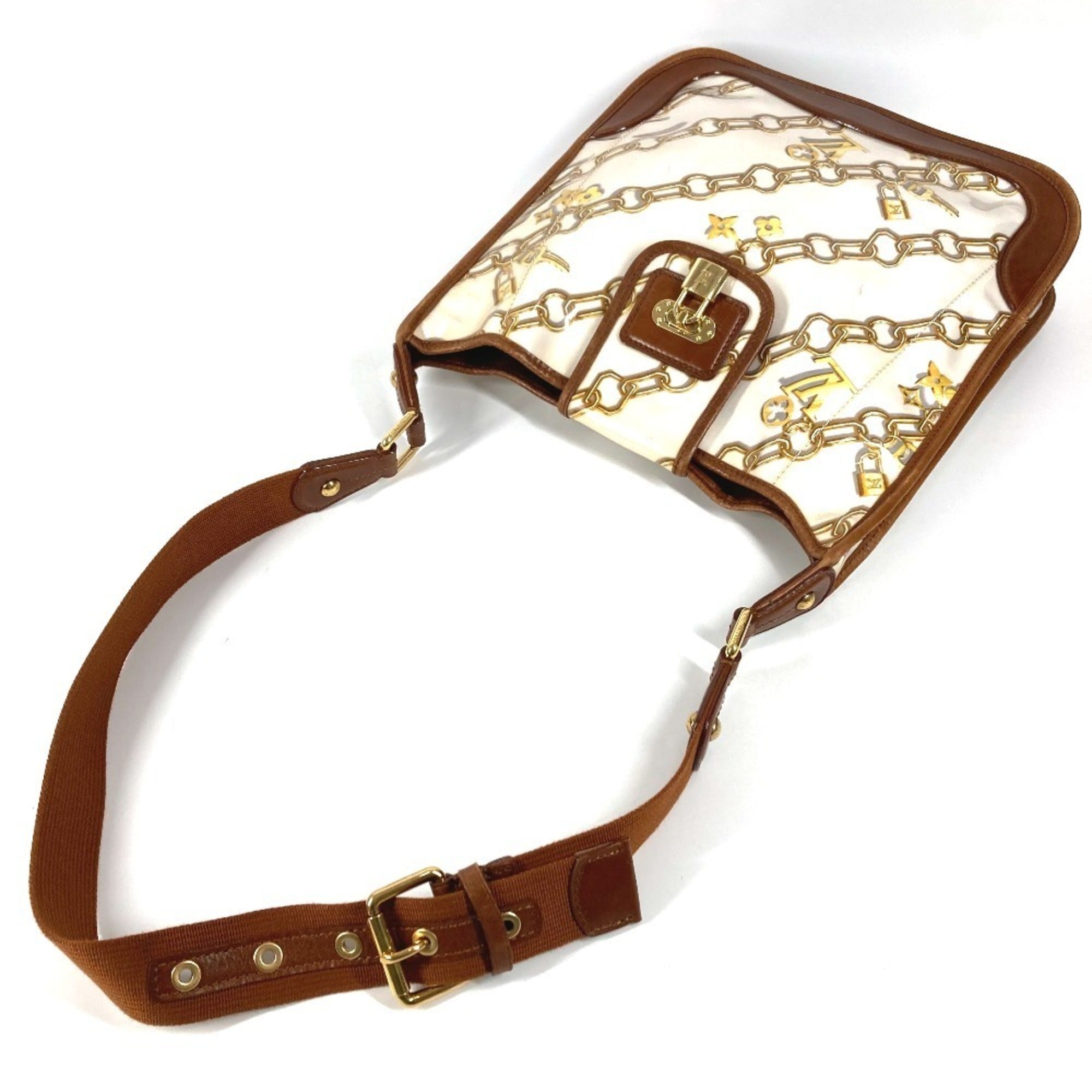 Louis Vuitton Brown White Vinyl Leather Shoulder Bag (Pre-Owned)
