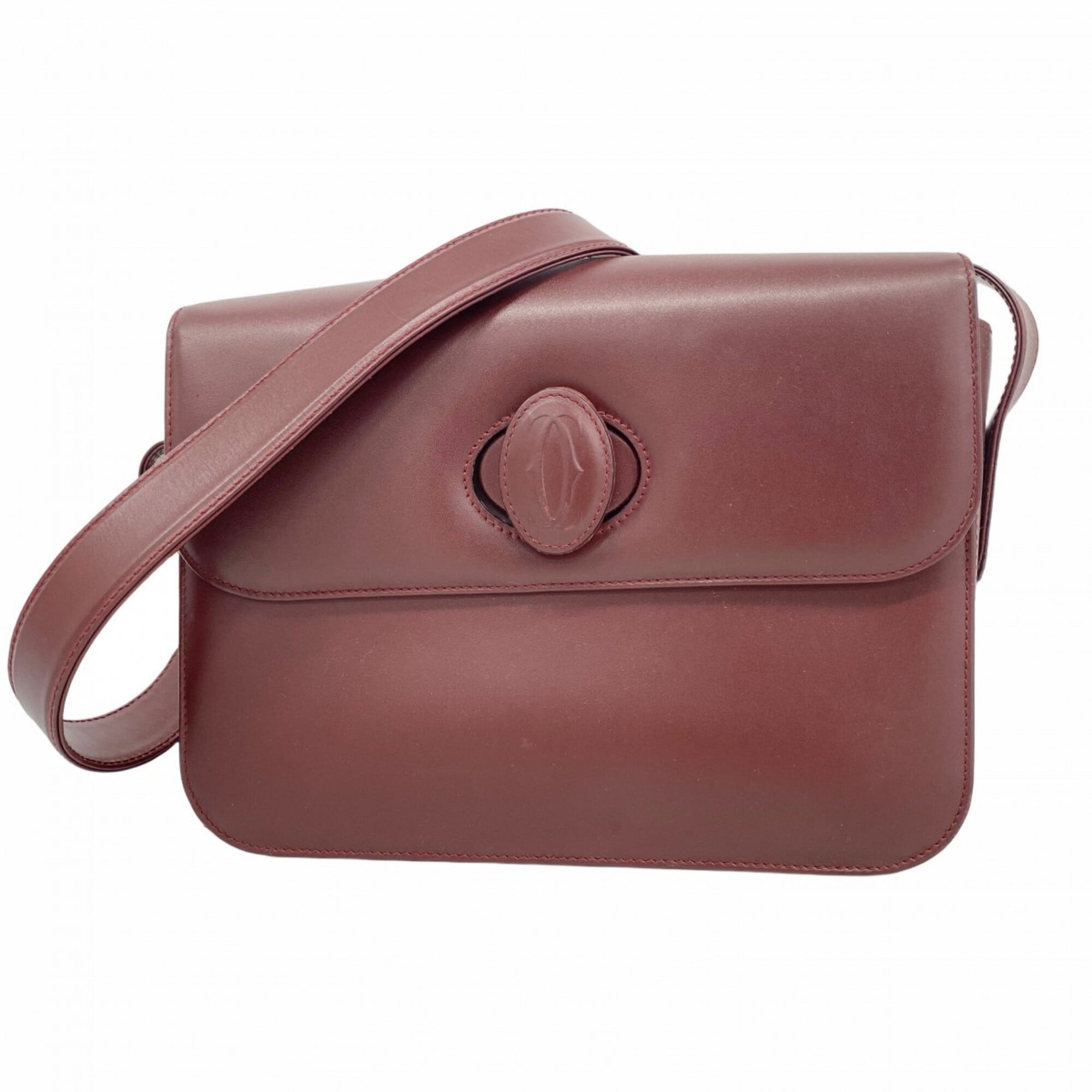 Cartier Bordeaux Leather Shoulder Bag (Pre-Owned)