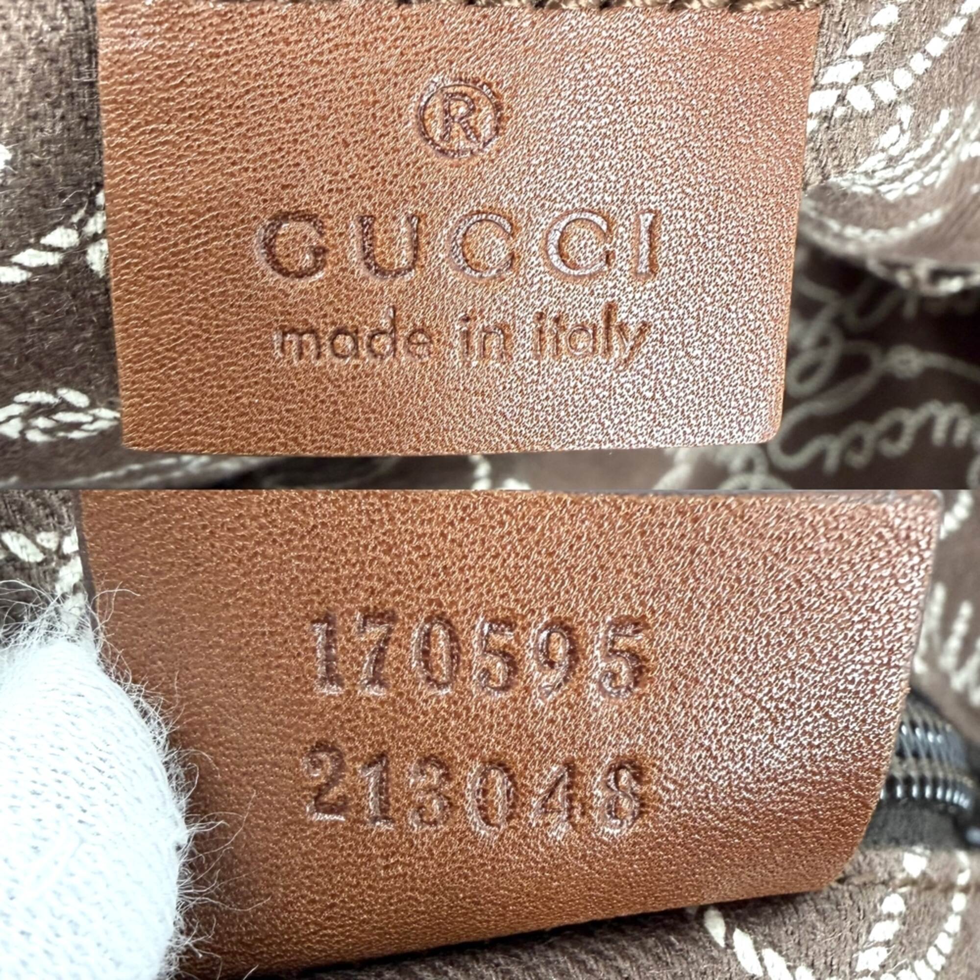 Gucci Beige Beige Brown Brown White Canvas Leather Shoulder Bag (Pre-Owned)