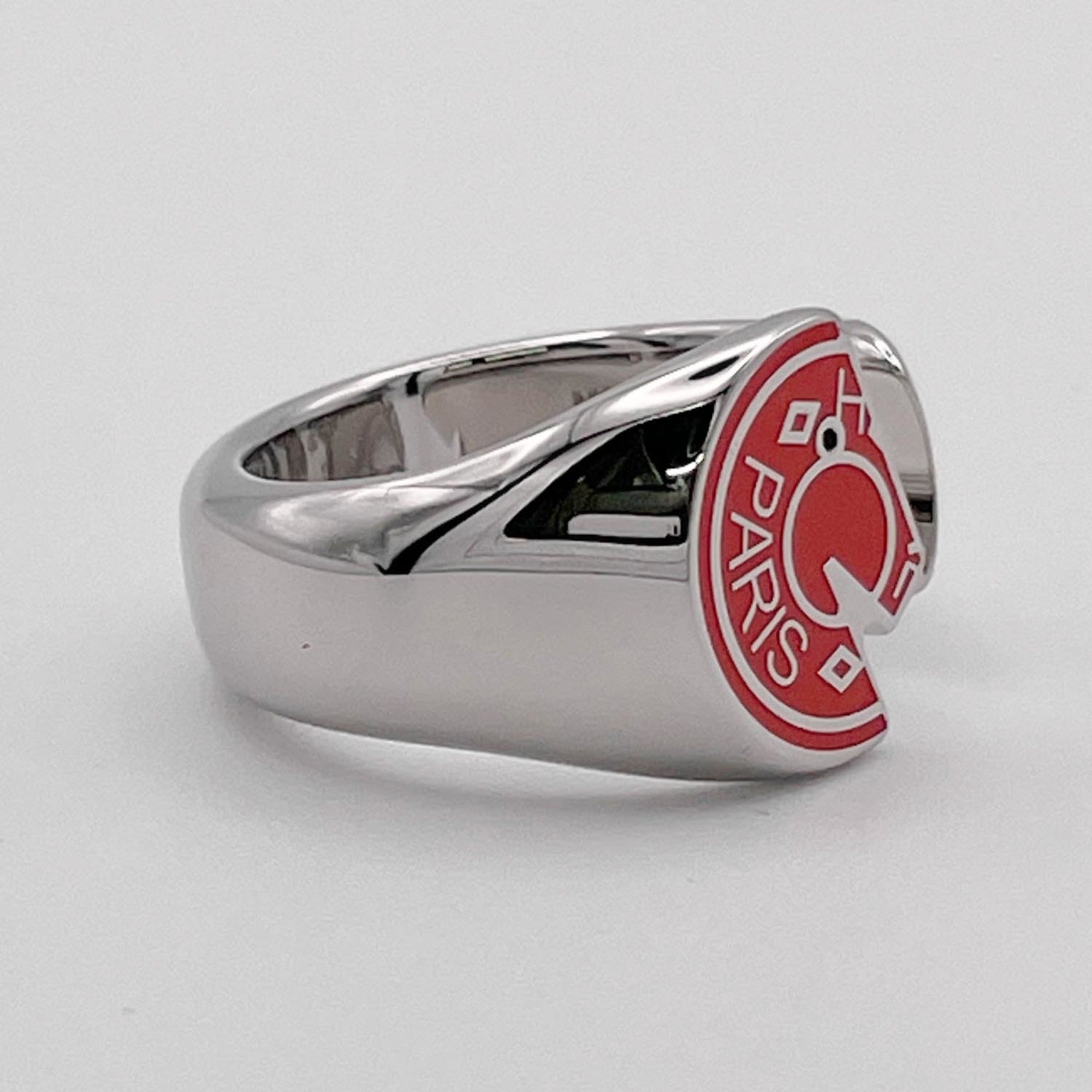 Hermes Silver Orange Stainless Steel Band Ring (Pre-Owned)
