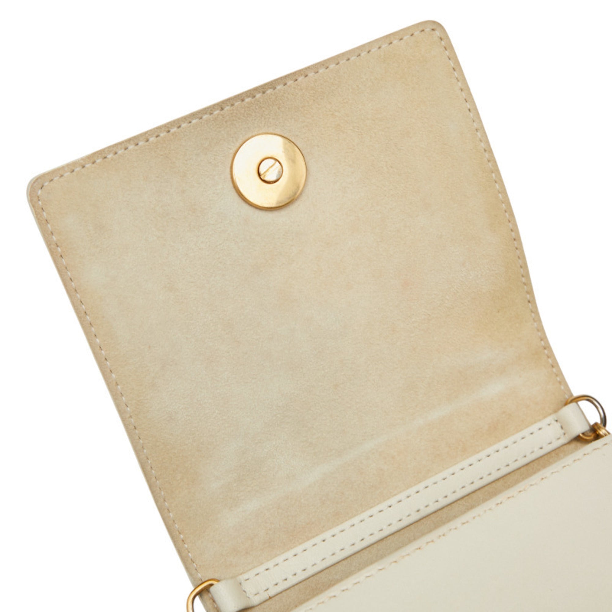 Christian Dior Gold Ivory White Leather Shoulder Bag (Pre-Owned)