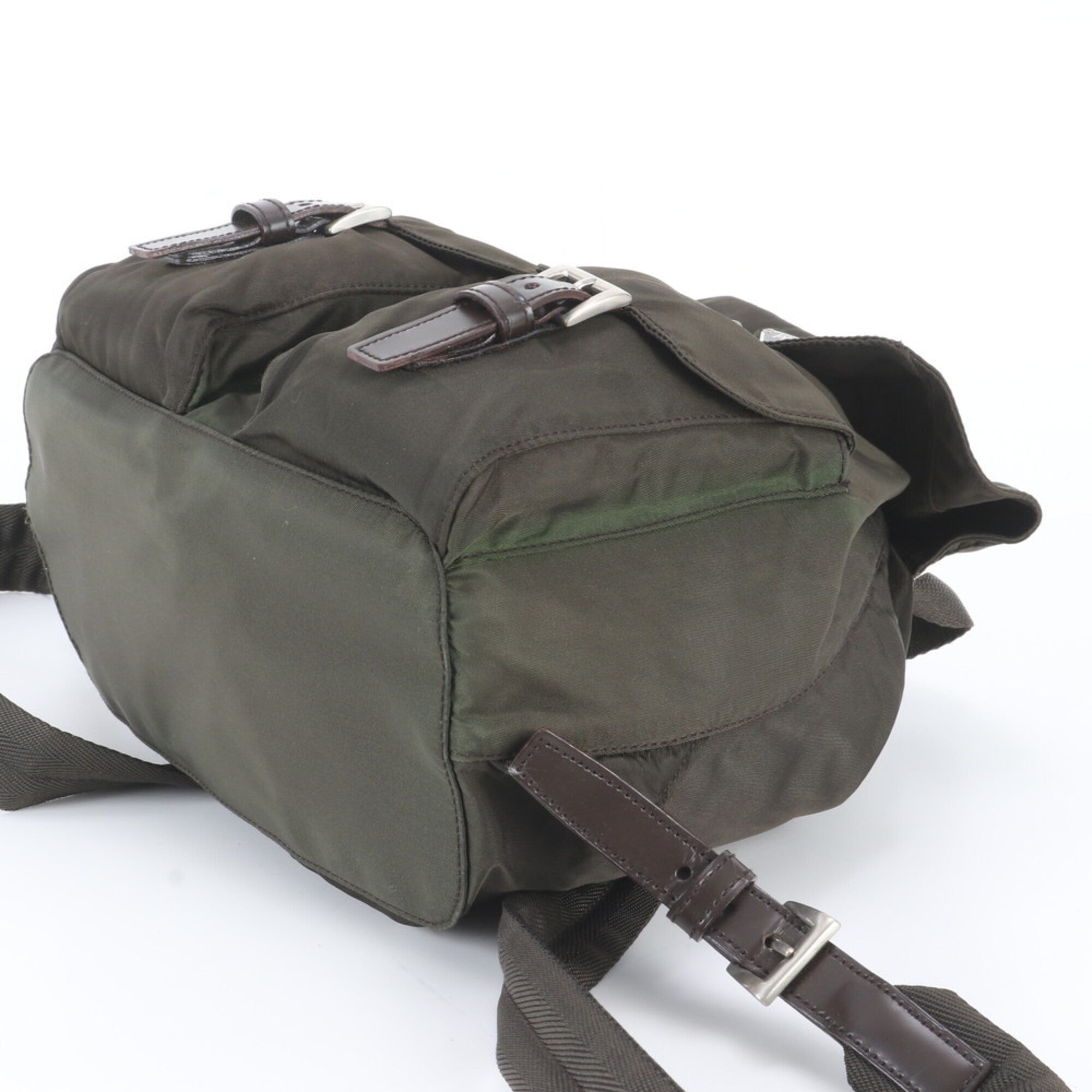 Prada Green Khaki Nylon Leather Backpack (Pre-Owned)