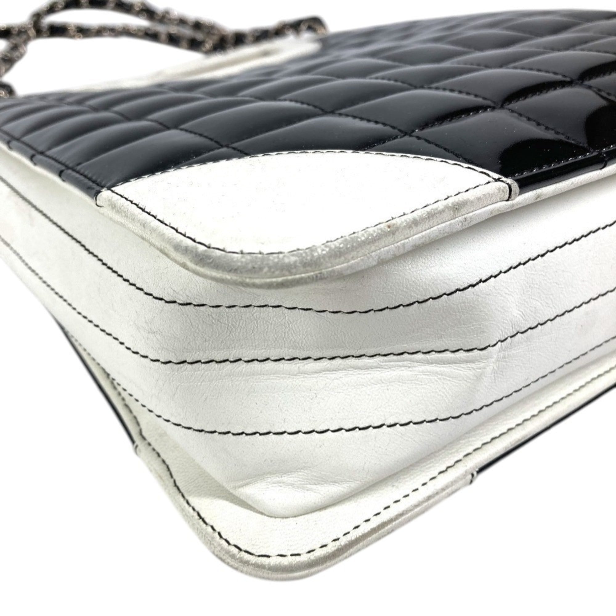 Chanel Chocolate Bar Black White Leather Shoulder Bag Tote Bag (Pre-Owned)