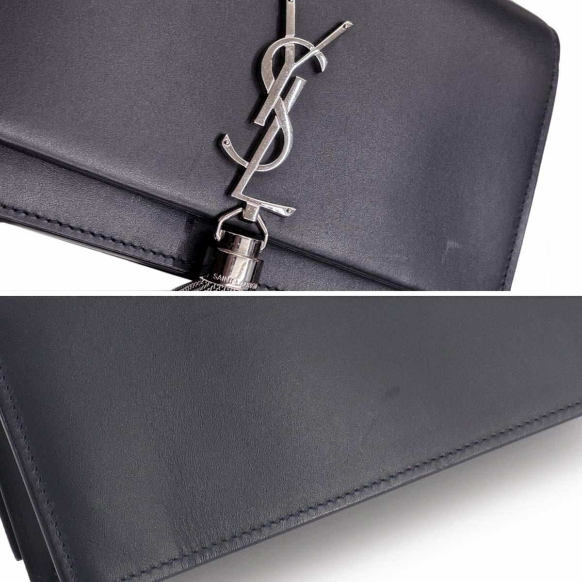 Saint Laurent Navy Leather Chain/Shoulder Wallet (Pre-Owned)
