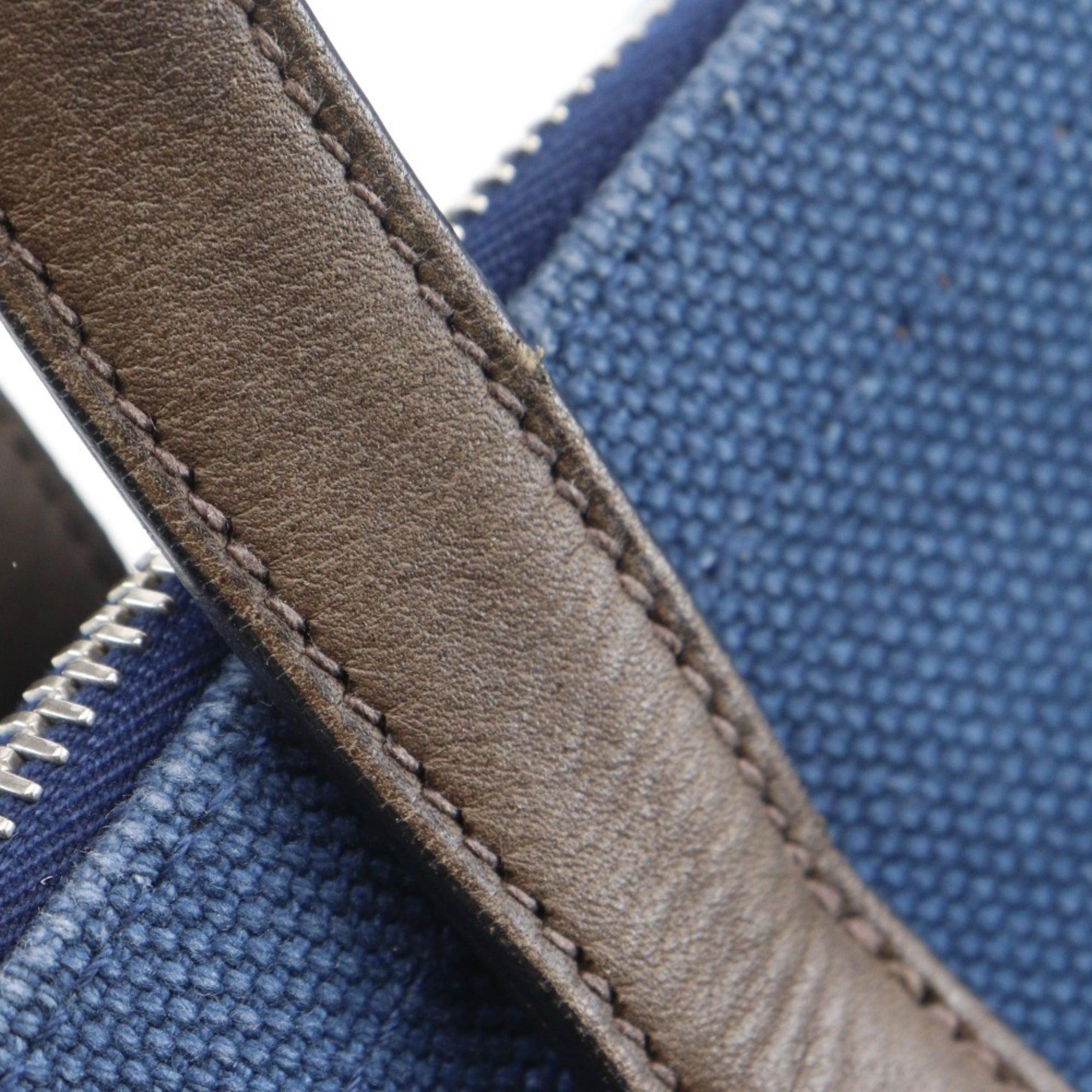 Hermes Navy Canvas Handbag (Pre-Owned)