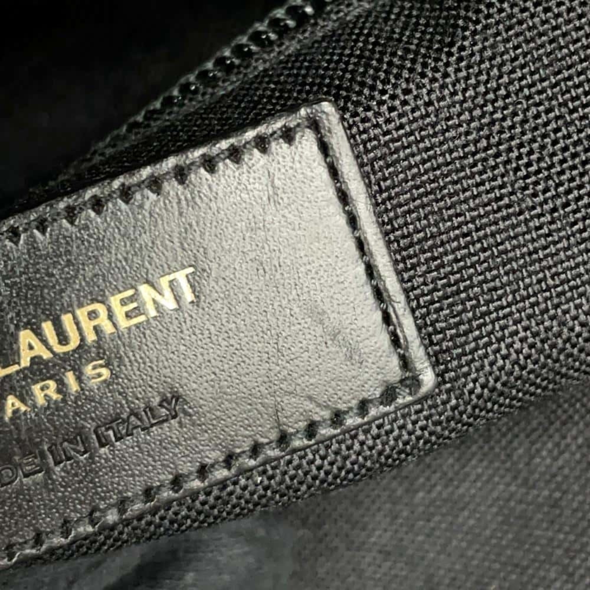 Saint Laurent Black Red Color Canvas Leather Backpack (Pre-Owned)