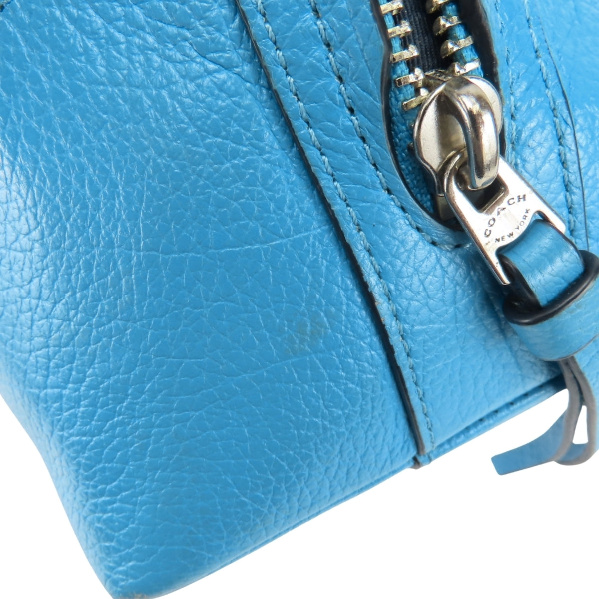 Coach Blue Grayish Orange Denim Leather Shoulder Bag (Pre-Owned)
