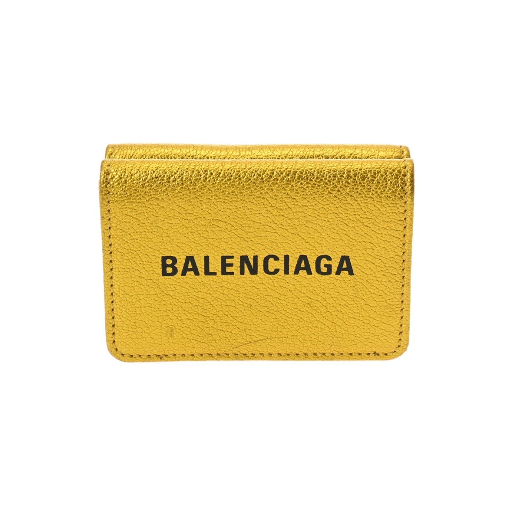 Balenciaga Metallic Gold Leather Wallet (Tri-Fold) (Pre-Owned)