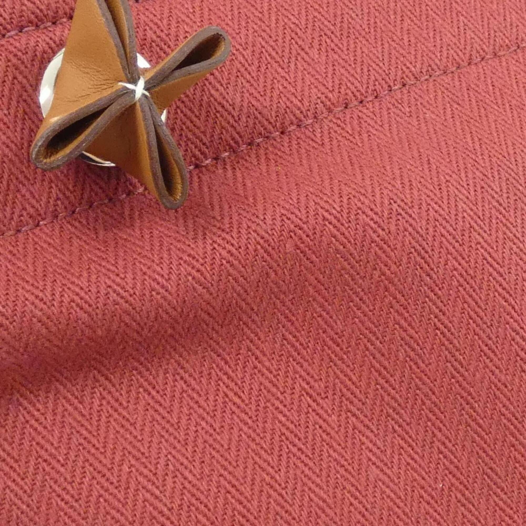 Hermes Gold Rouge H Toile Chevron Swift Leather Shoulder Bag (Pre-Owned)