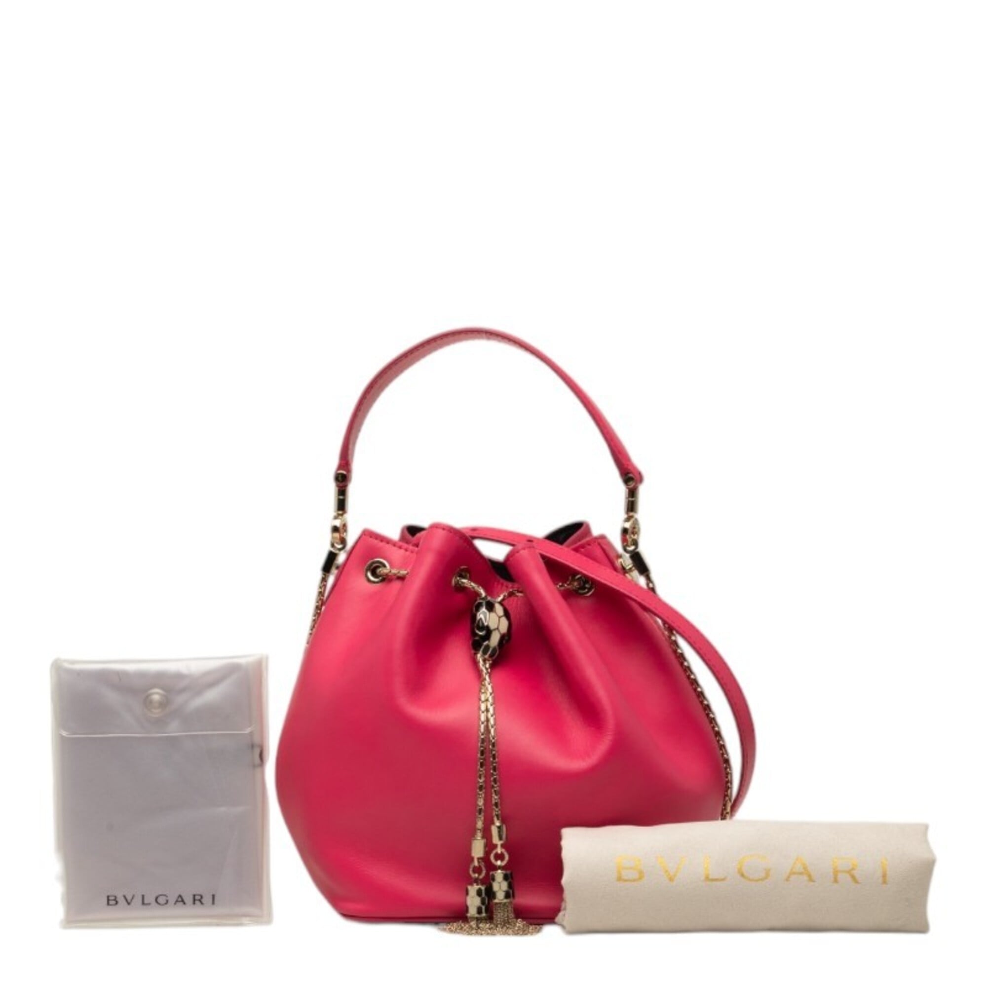 Bvlgari Pink Leather Handbag Shoulder Bag (Pre-Owned)