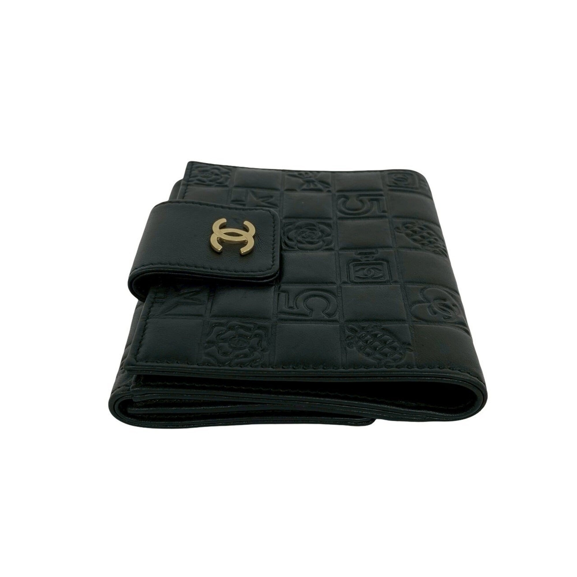 Chanel Black Leather Wallet (Bi-Fold) (Pre-Owned)