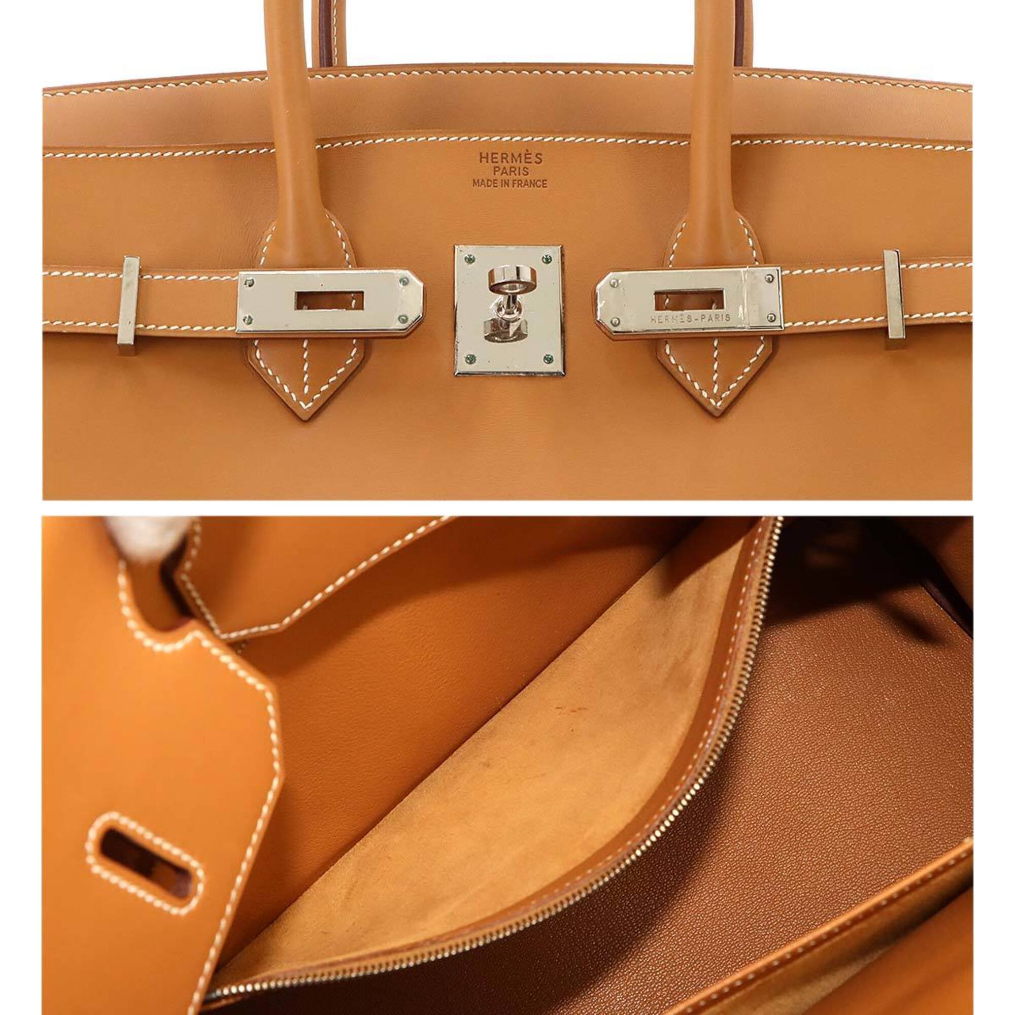 Hermes Green Natural Barenia Leather Handbag (Pre-Owned)