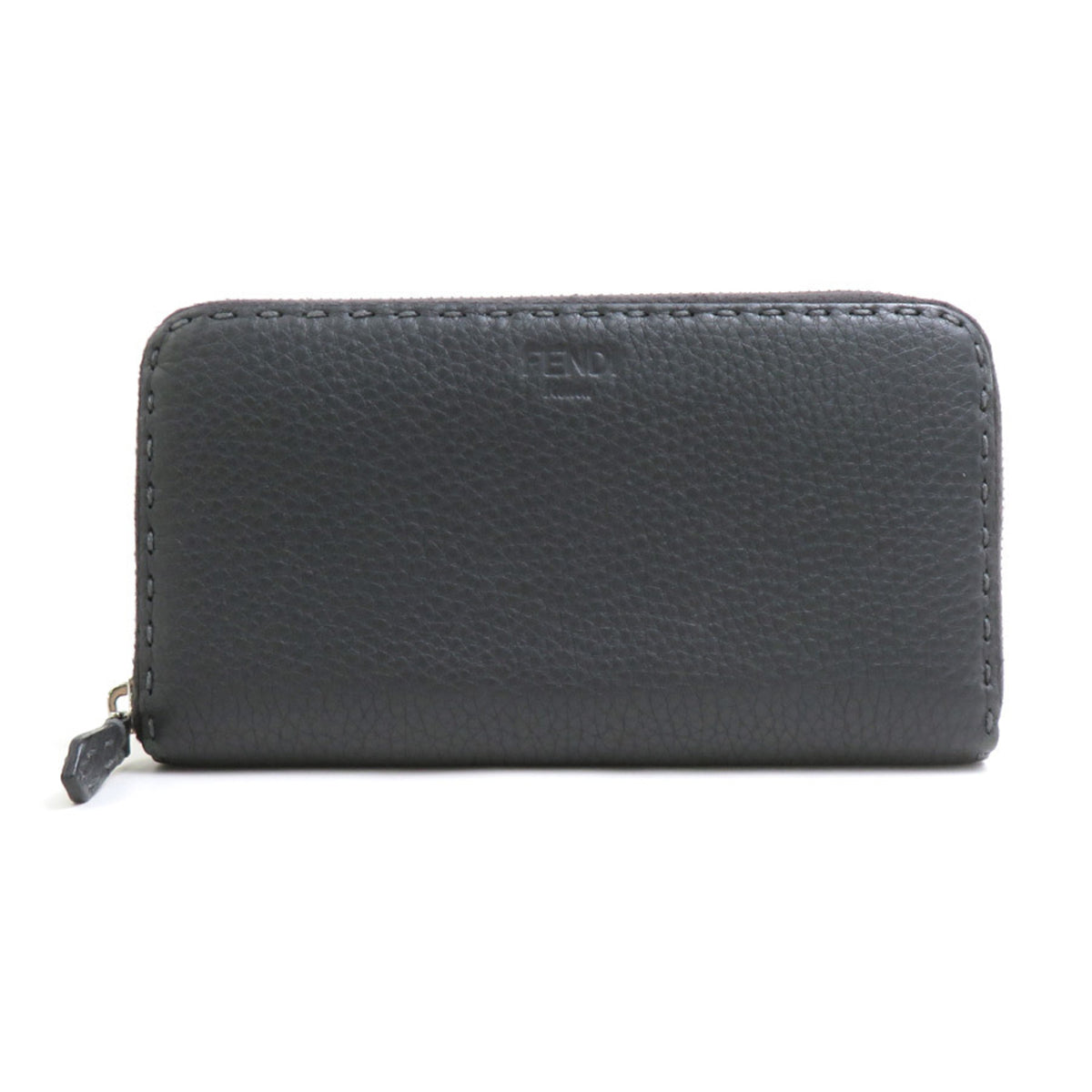 Fendi Gray Leather Long Wallet (Bi-Fold) (Pre-Owned)