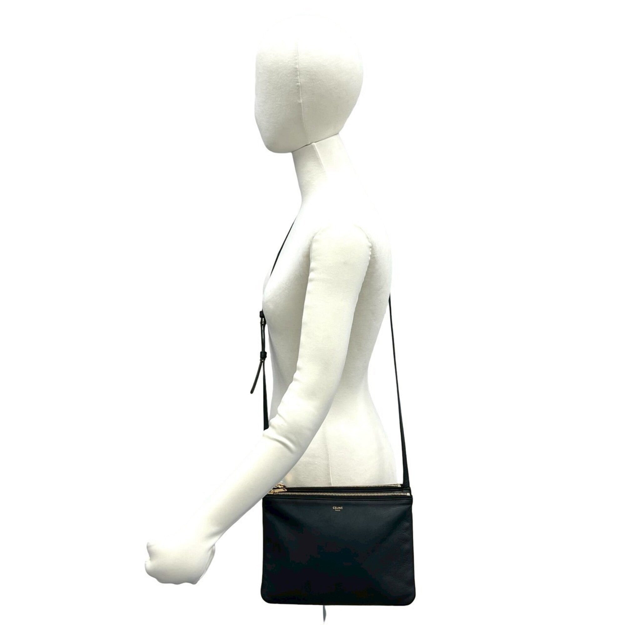 Celine Black Leather Messenger Bag Pochette Shoulder Bag (Pre-Owned)