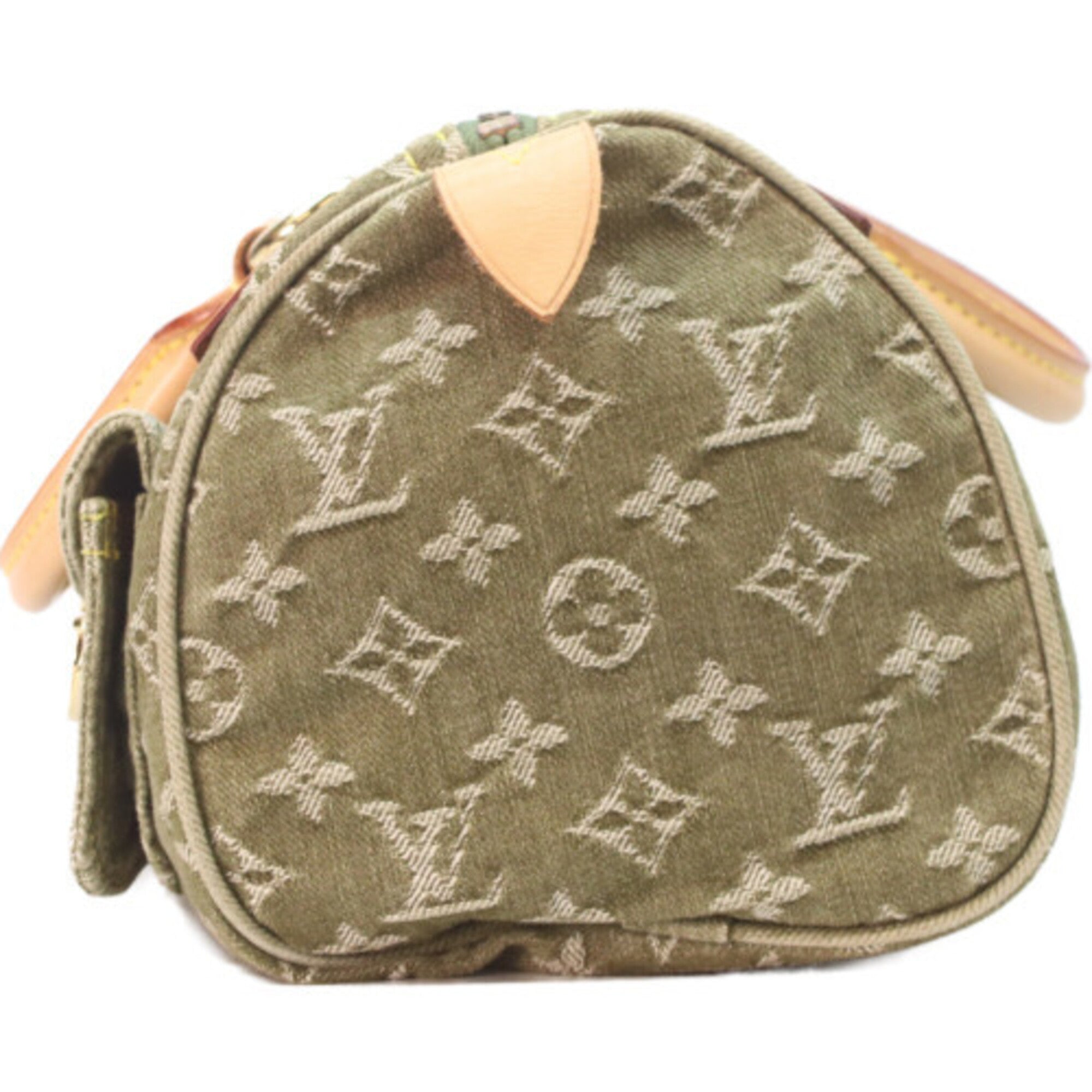 Louis Vuitton Khaki Monogram Denim Handbag (Pre-Owned)