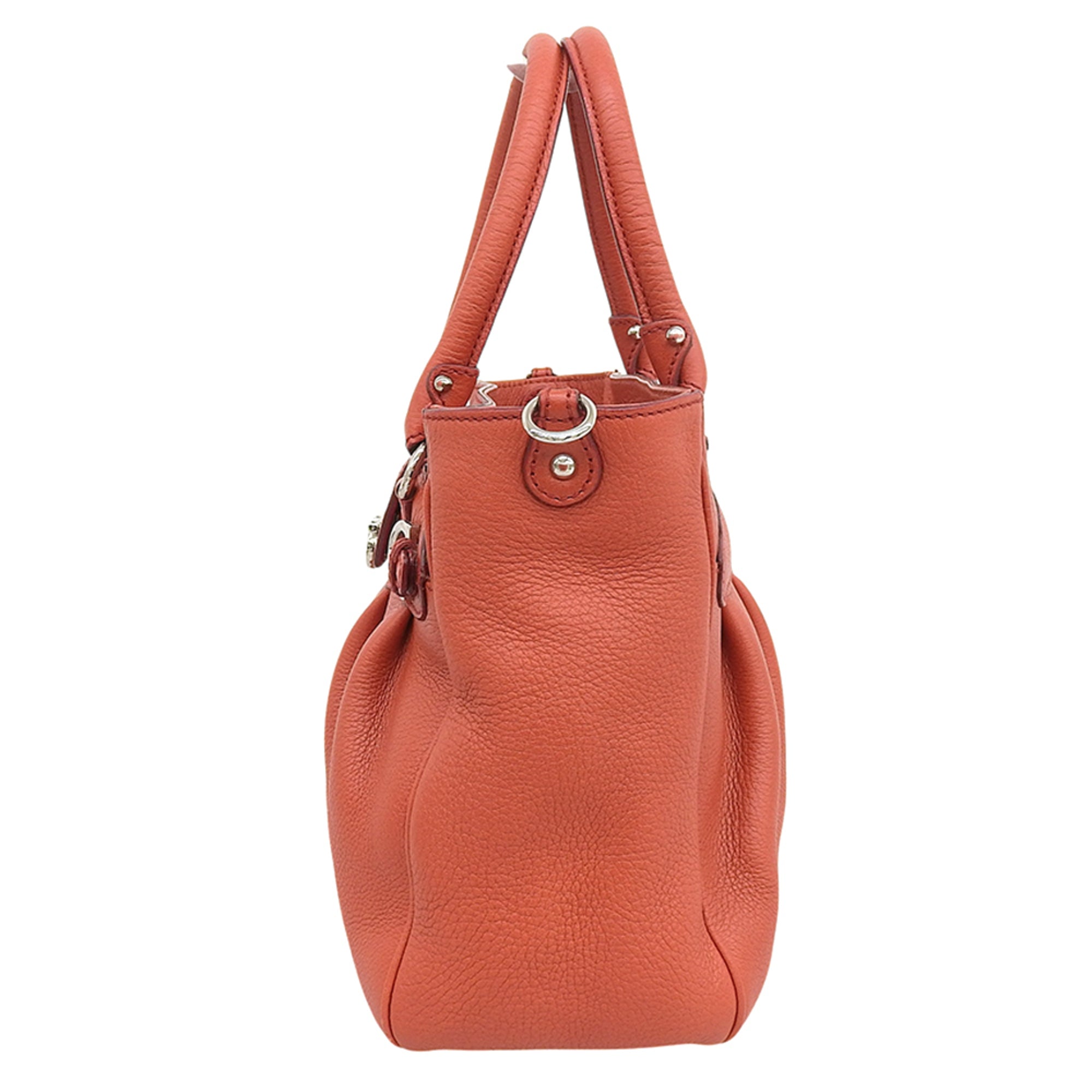 Salvatore Ferragamo Orange Leather Handbag Shoulder Bag (Pre-Owned)