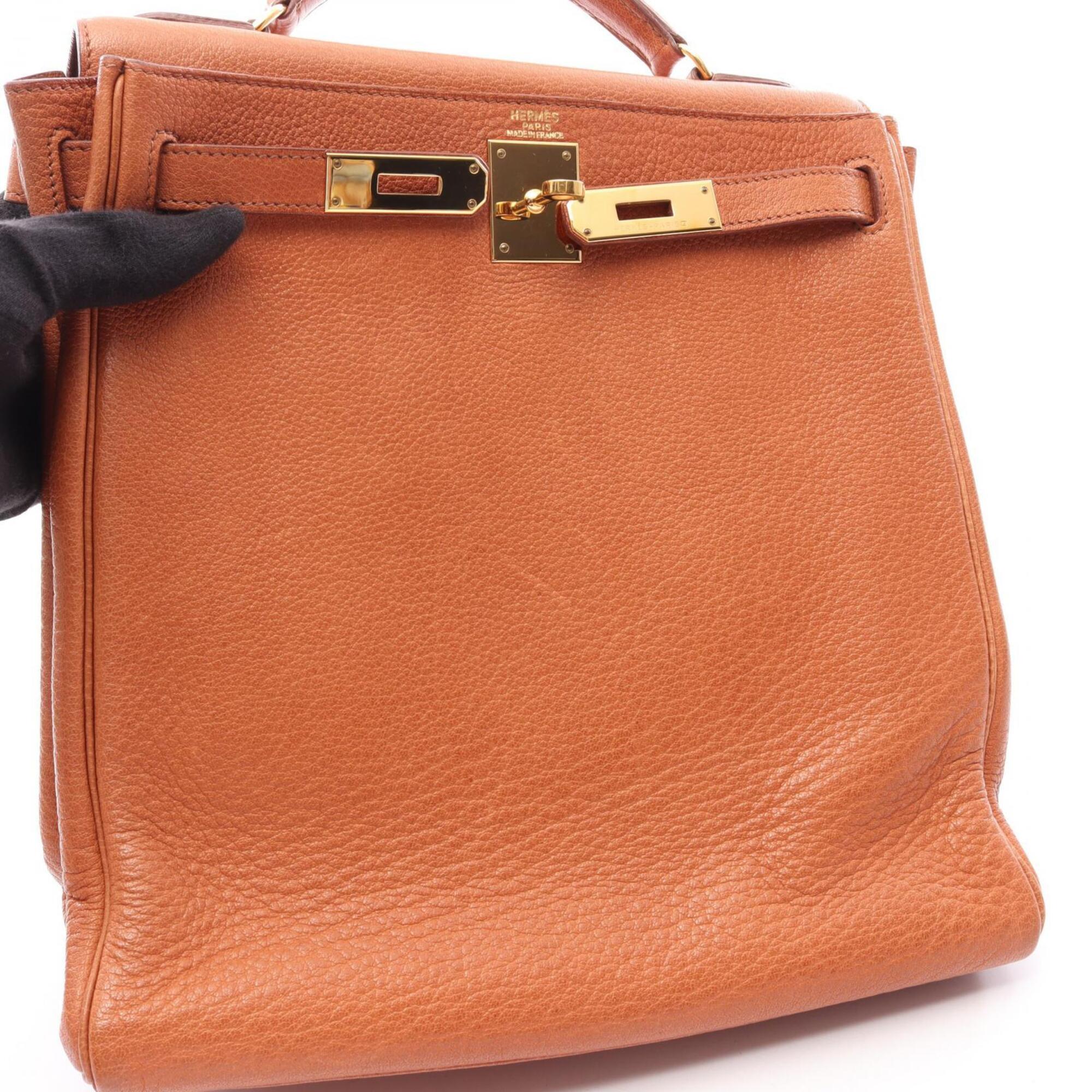 Hermes Brown Buffalo Leather Backpack Handbag (Pre-Owned)