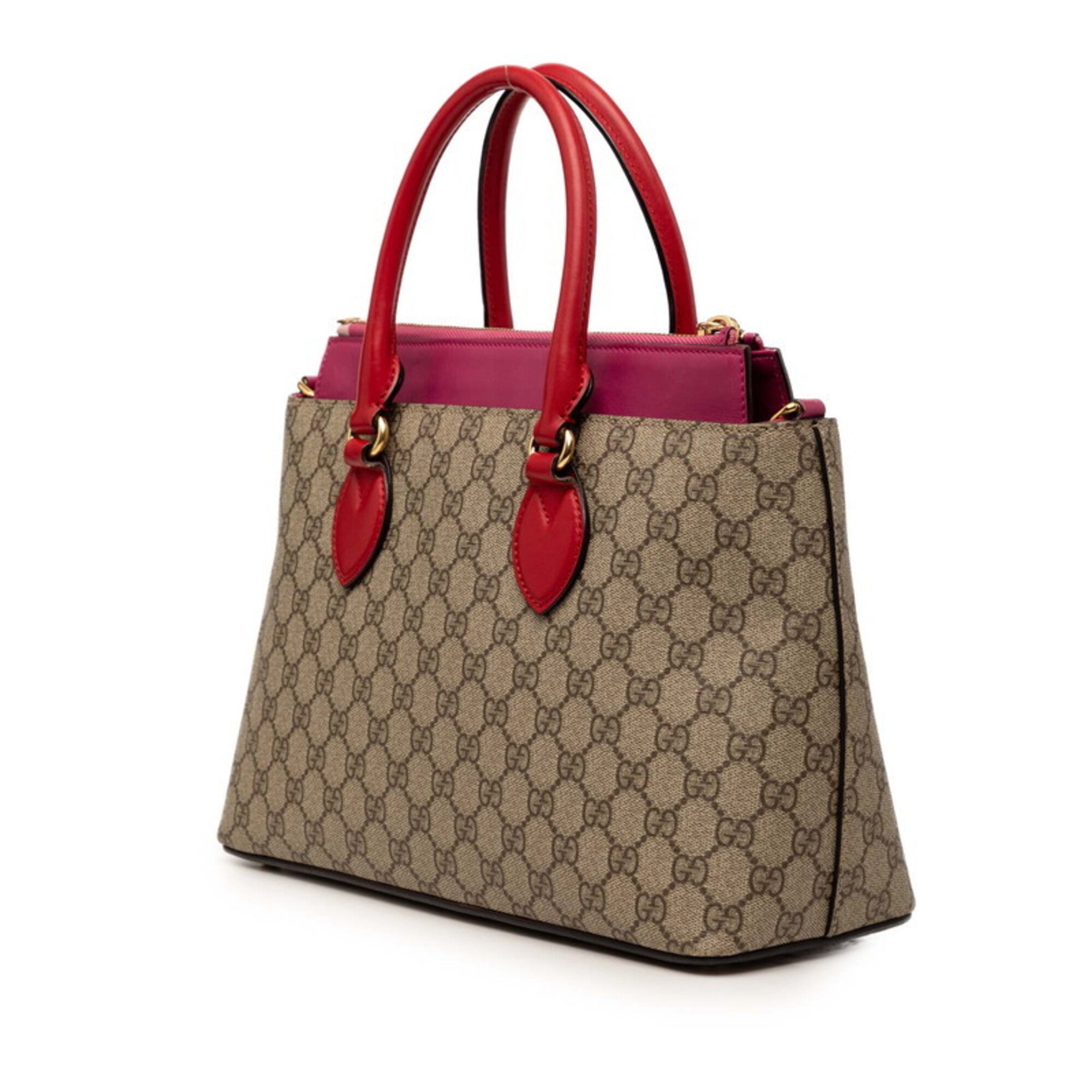 Gucci Beige Pink Red Pvc Leather Handbag Shoulder Bag (Pre-Owned)