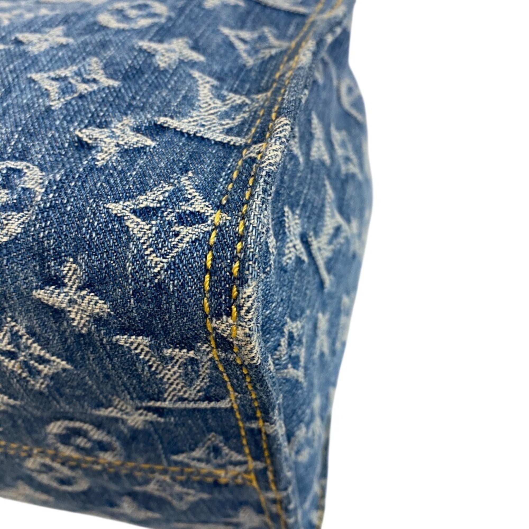 Louis Vuitton Blue Monogram Denim Leather Shoulder Bag Tote Bag (Pre-Owned)