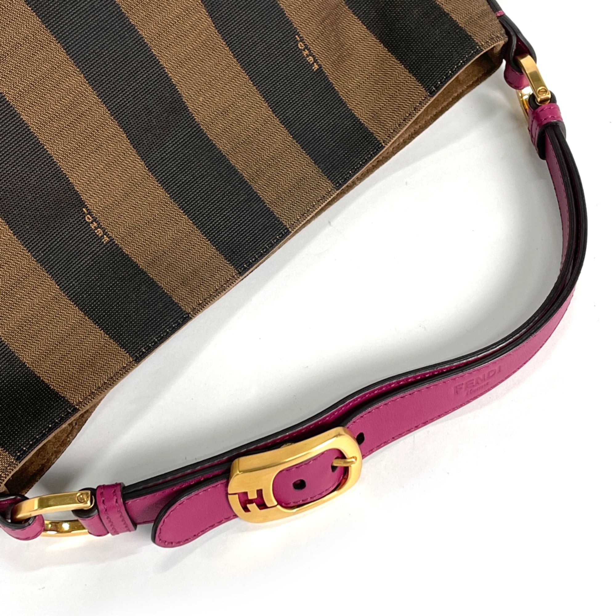 Fendi Black Brown Canvas Leather Shoulder Bag (Pre-Owned)
