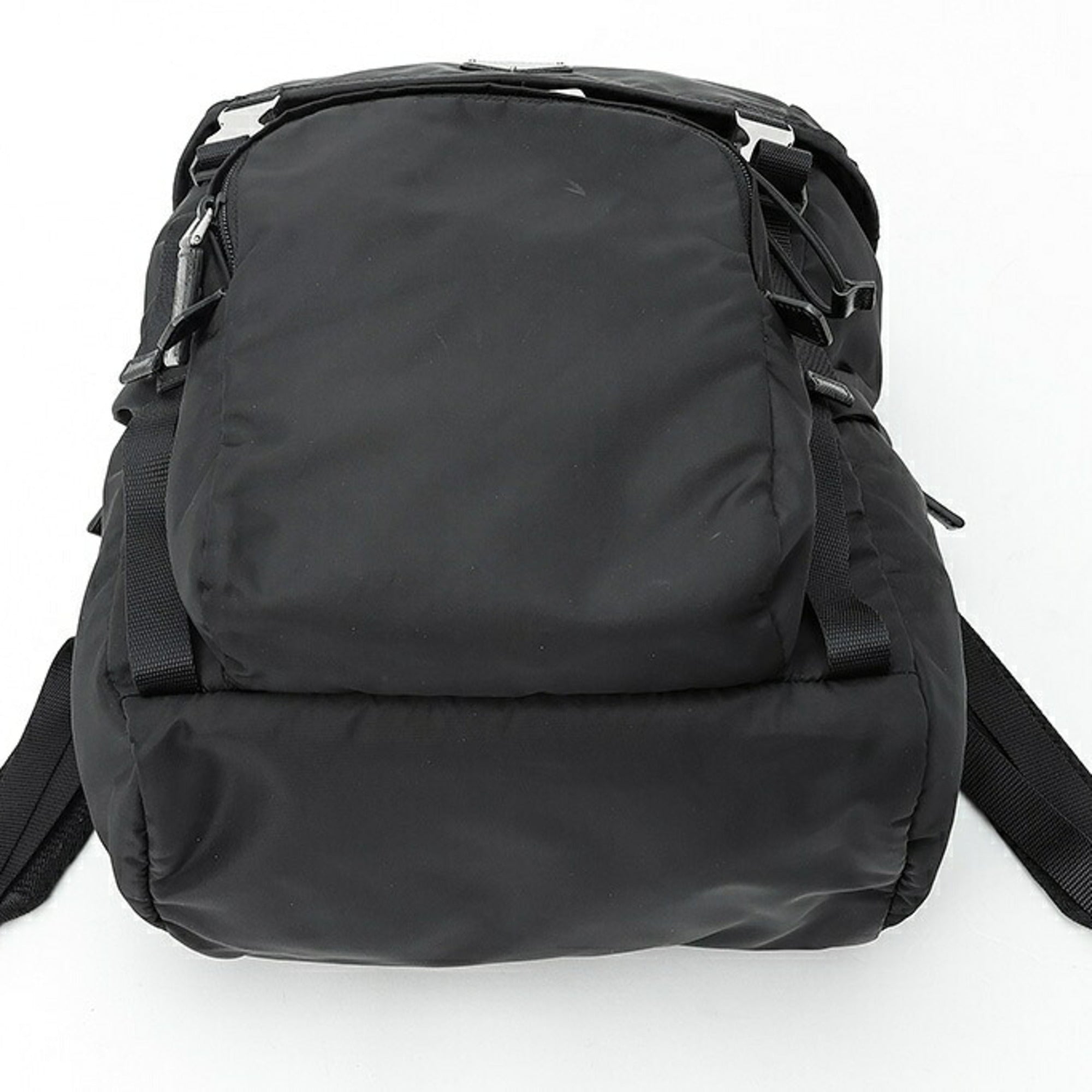 Prada Black Nero Nylon Fabric Leather Backpack (Pre-Owned)