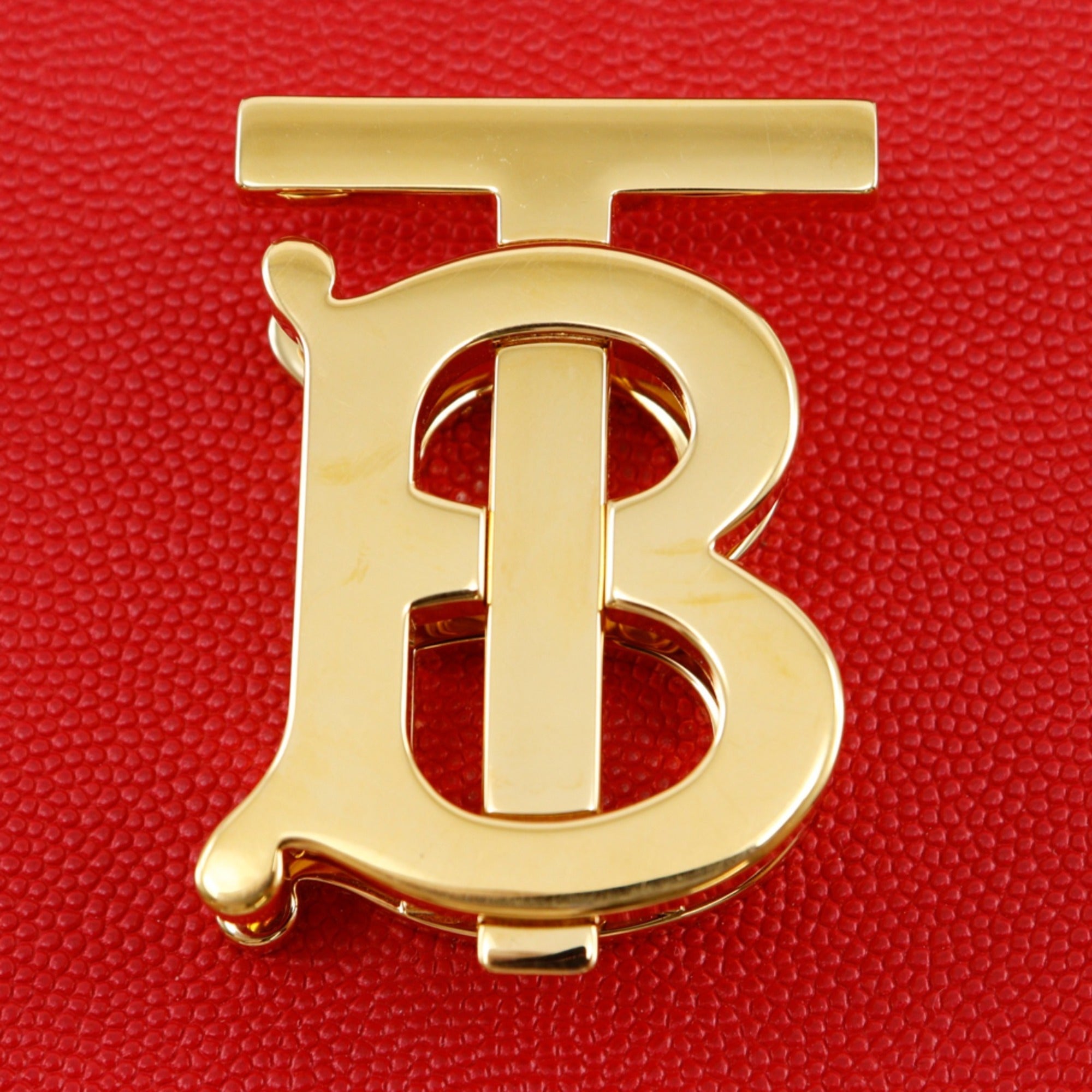 Burberry Red Color Leather Shoulder Bag (Pre-Owned)