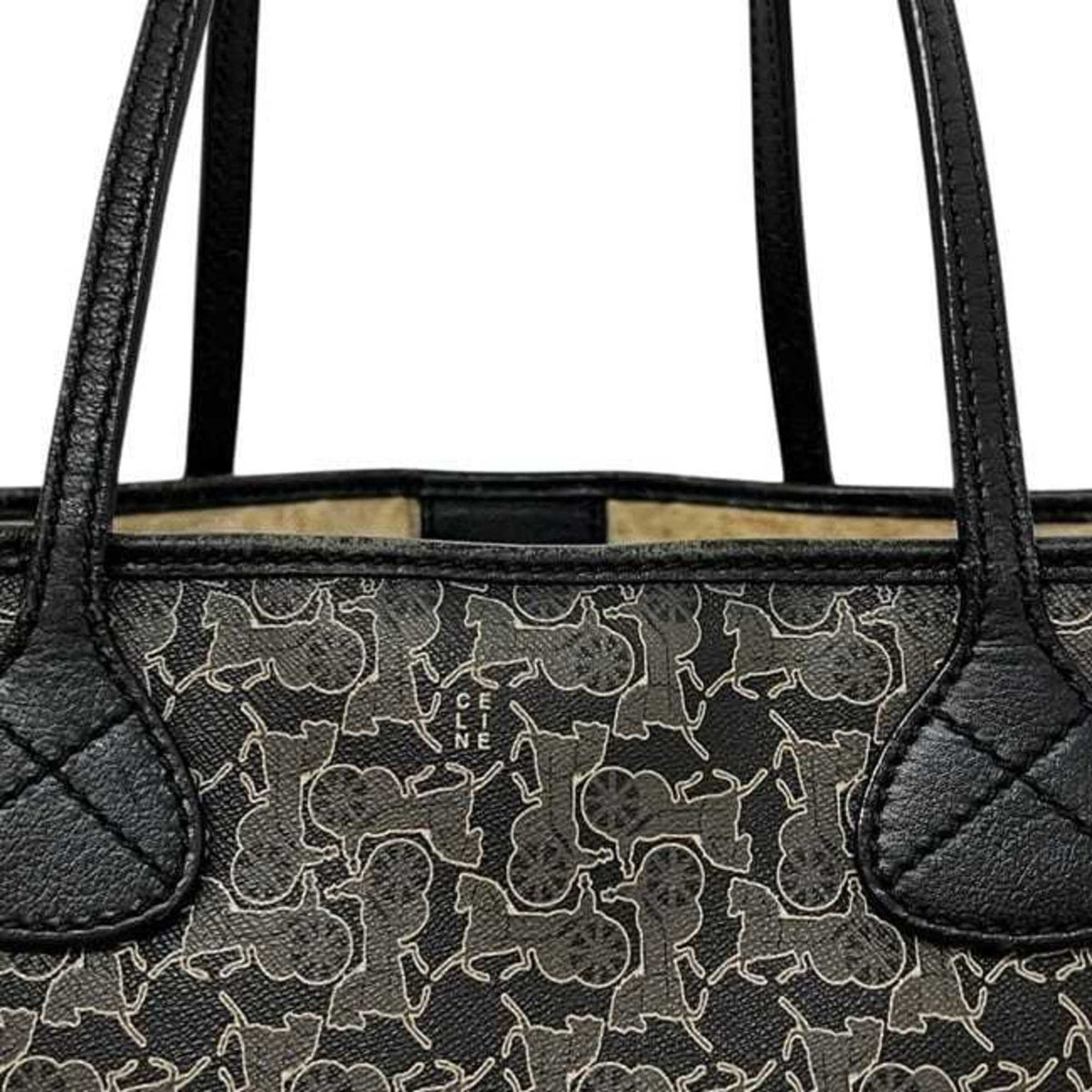 Celine Black Gray Pvc Leather Tote Bag (Pre-Owned)