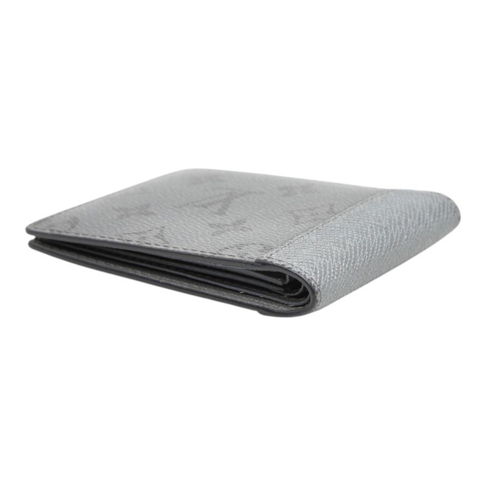 Louis Vuitton Taigarama Silver Leather Wallet (Bi-Fold) (Pre-Owned)