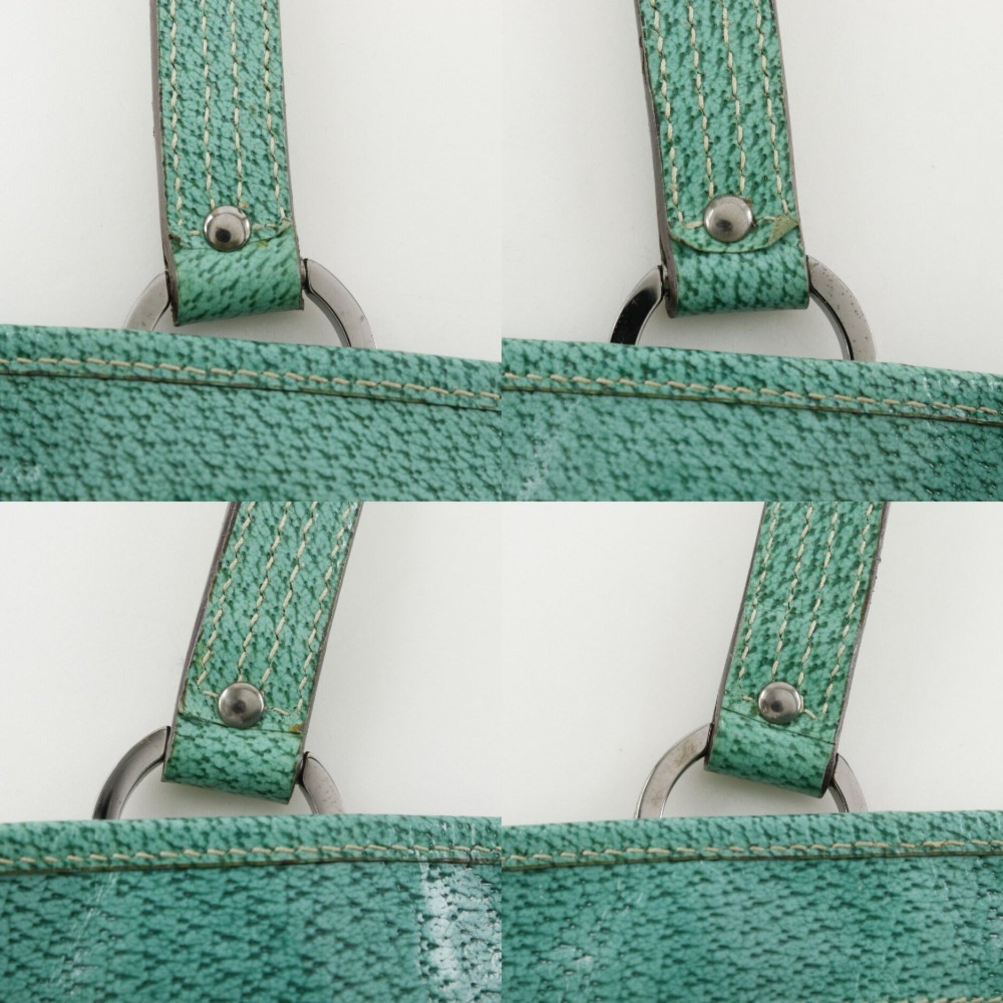 Gucci Gg Canvas Beige Green Gg Canvas Tote Bag (Pre-Owned)