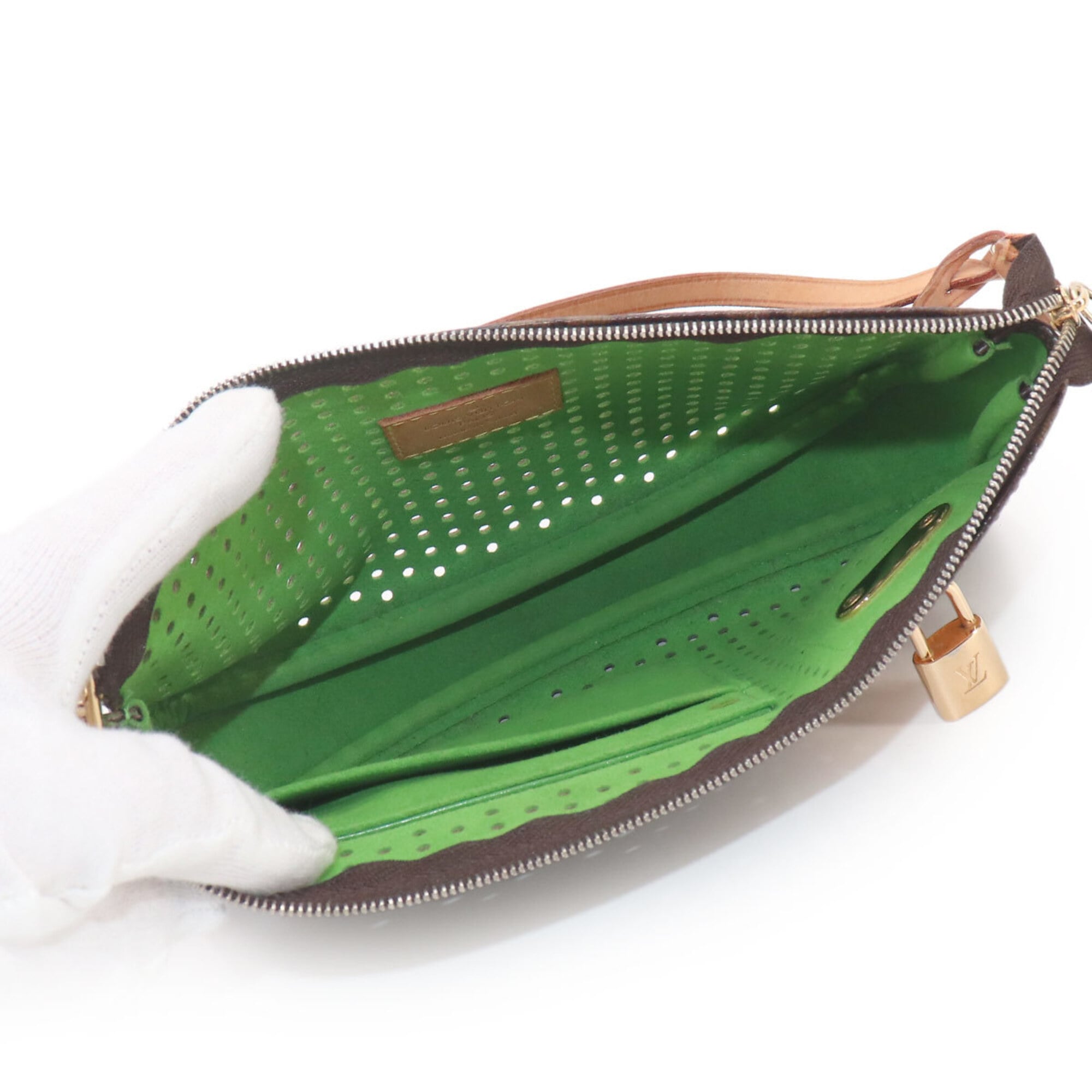 Louis Vuitton Monogram Vert Monogram Perforated Canvas Handbag Pochette (Pre-Owned)
