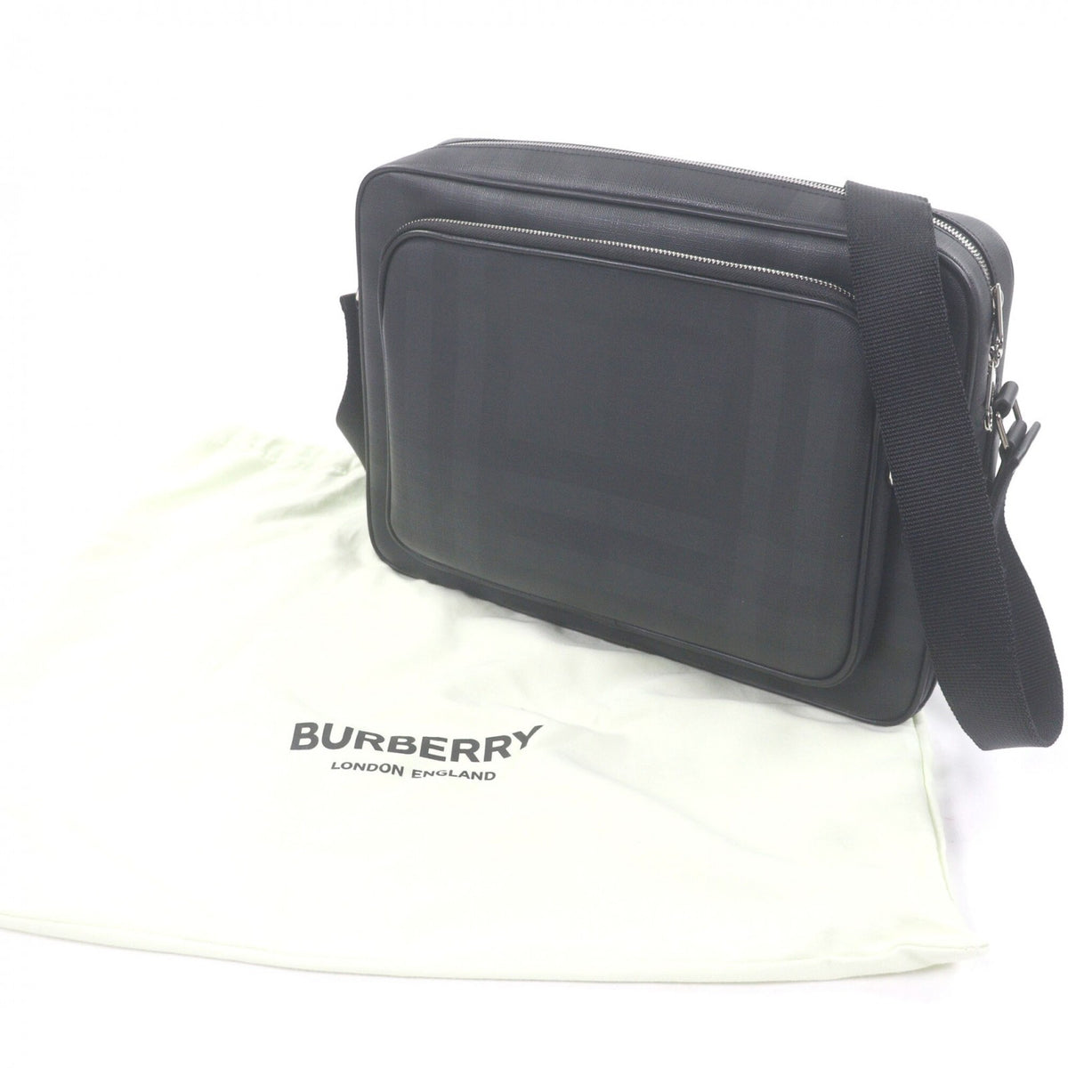 Burberry Black Polyester Cotton Briefcase Messenger Bag Shoulder Bag (Pre-Owned)