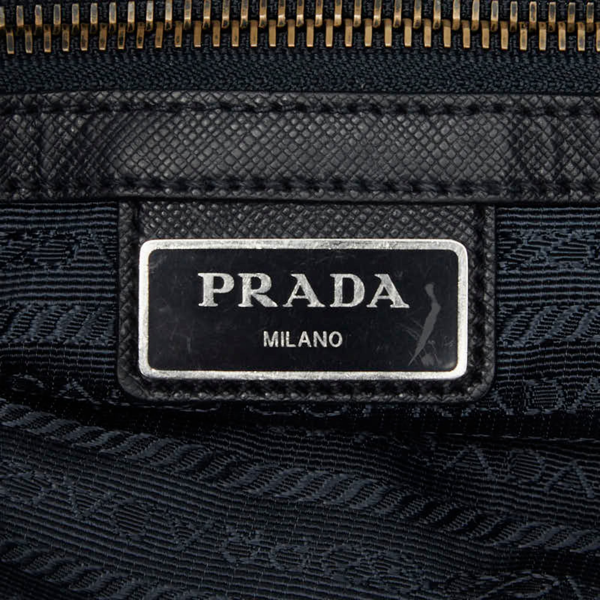 Prada Navy Nylon Leather Shoulder Bag (Pre-Owned)
