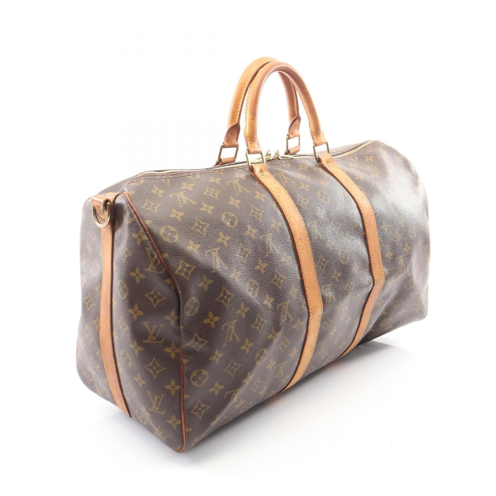Louis Vuitton Brown Coated Canvas Leather Boston Bag Handbag (Pre-Owned)