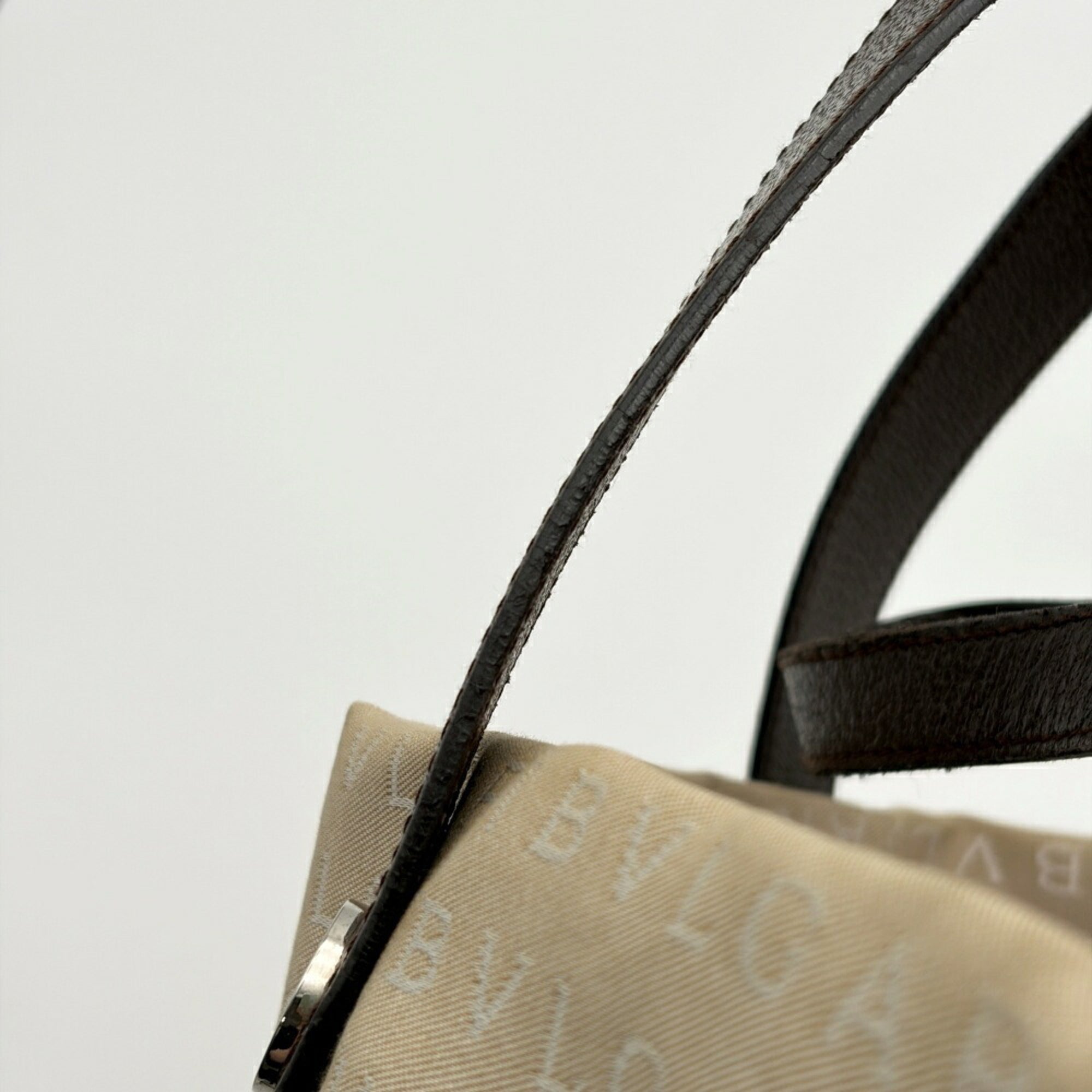 Bvlgari Beige Brown Canvas Leather Tote Bag (Pre-Owned)