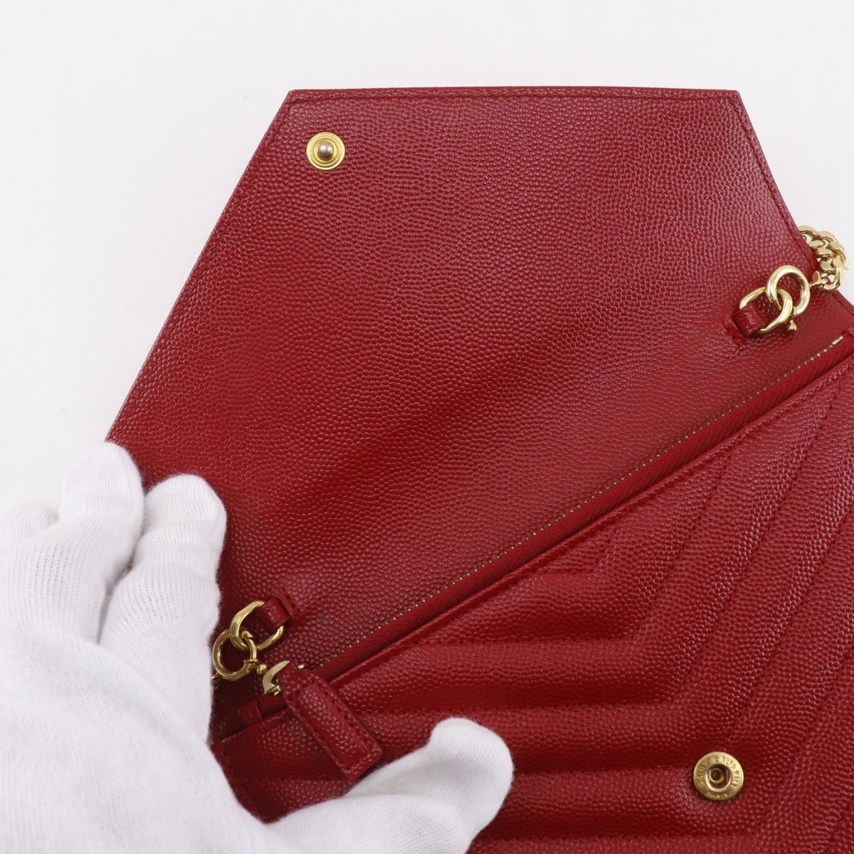 Yves Saint Laurent Red Color Leather Shoulder Bag (Pre-Owned)