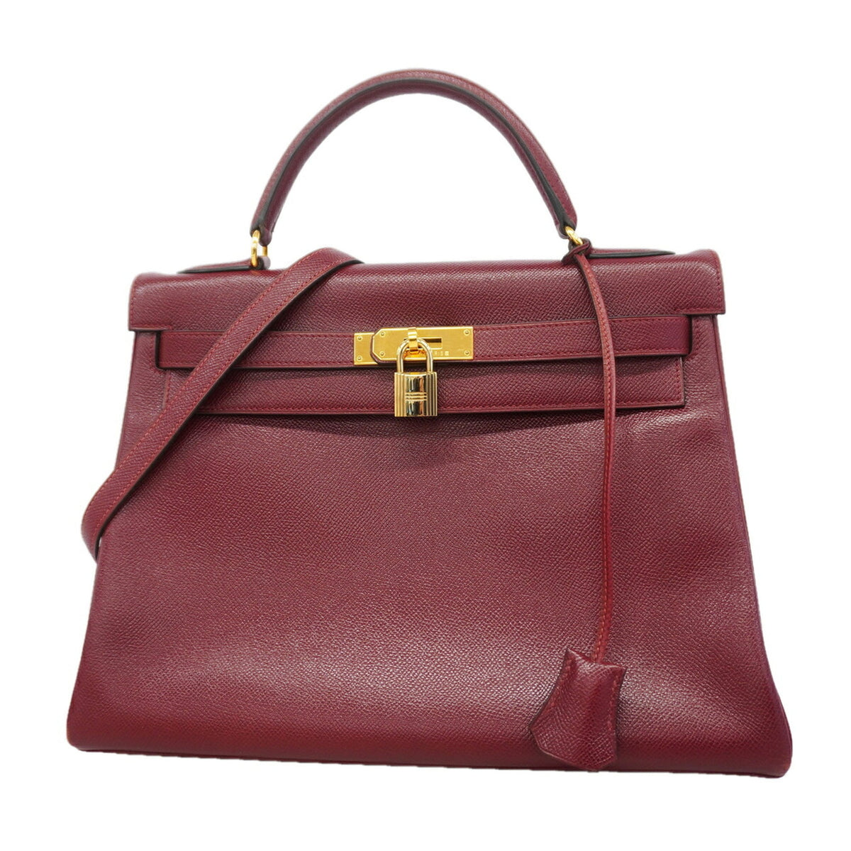 Hermes Rouge H Courchevel Leather Handbag (Pre-Owned)