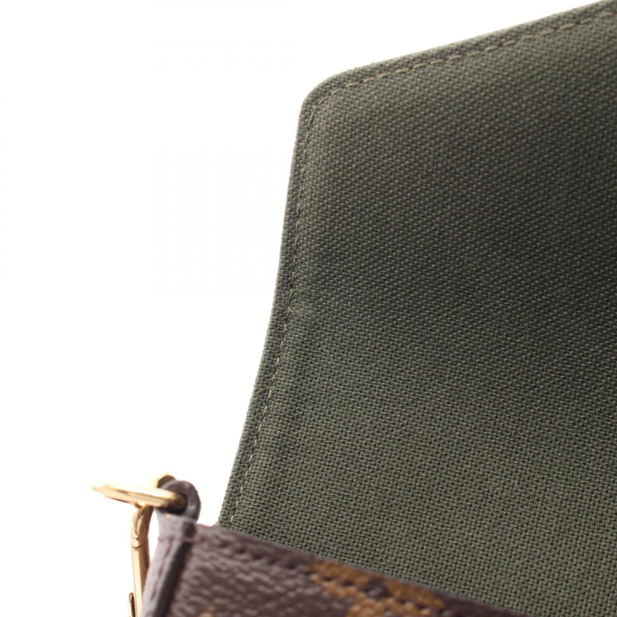 Louis Vuitton Brown Green Monogram Coated Canvas Handbag Pochette Shoulder Bag (Pre-Owned)