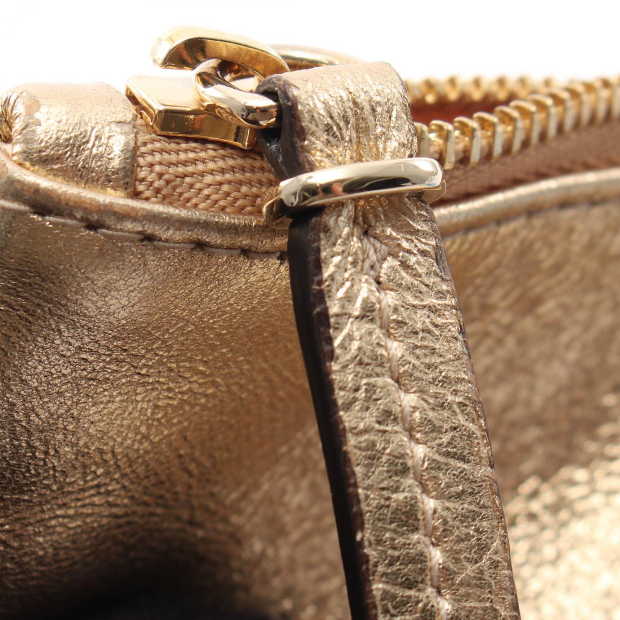 Jimmy Choo Gold Leather Handbag Shoulder Bag (Pre-Owned)