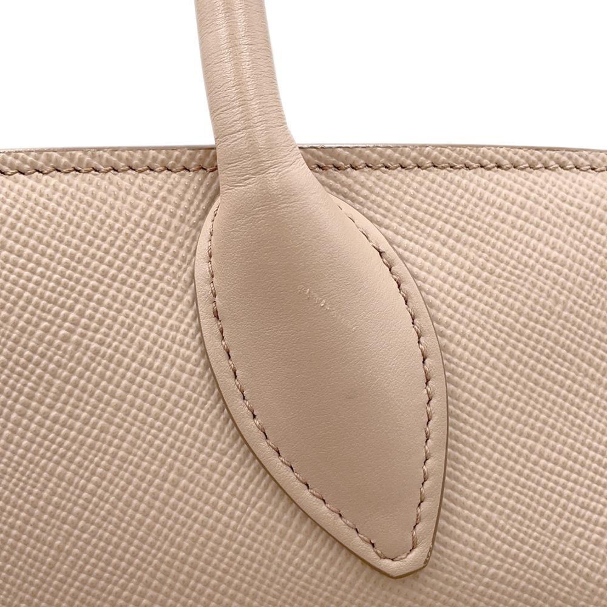 Prada Pink Beige Leather Handbag Tote Bag (Pre-Owned)