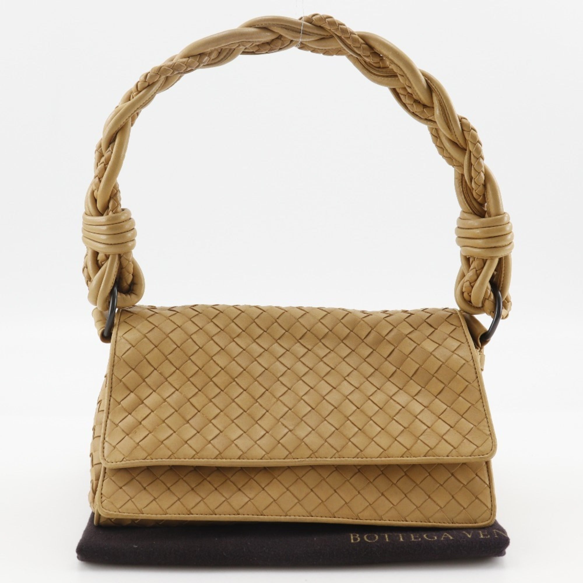 Bottega Veneta Beige Intrecciato Shoulder Bag (Pre-Owned)