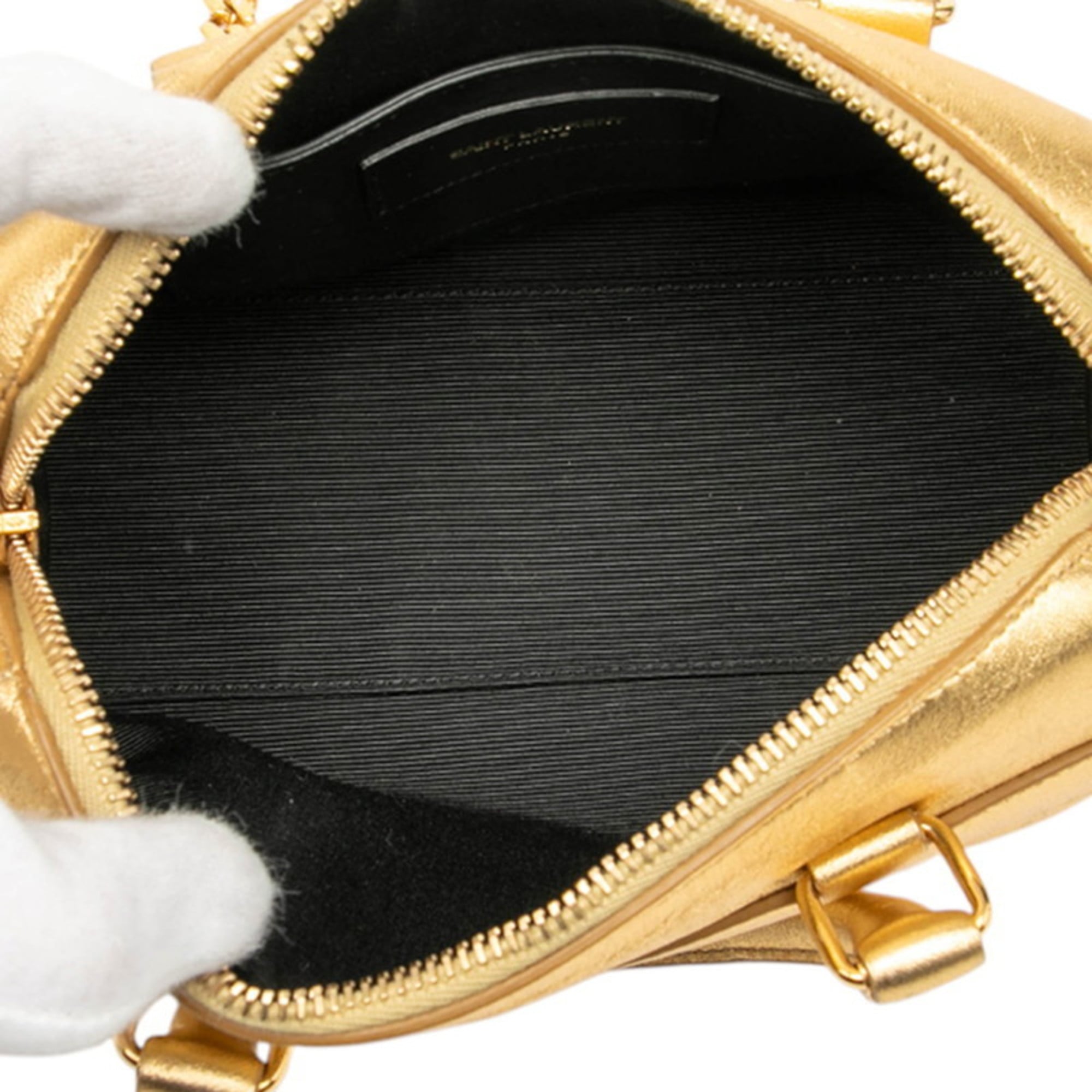 Saint Laurent Gold Leather Handbag Shoulder Bag (Pre-Owned)