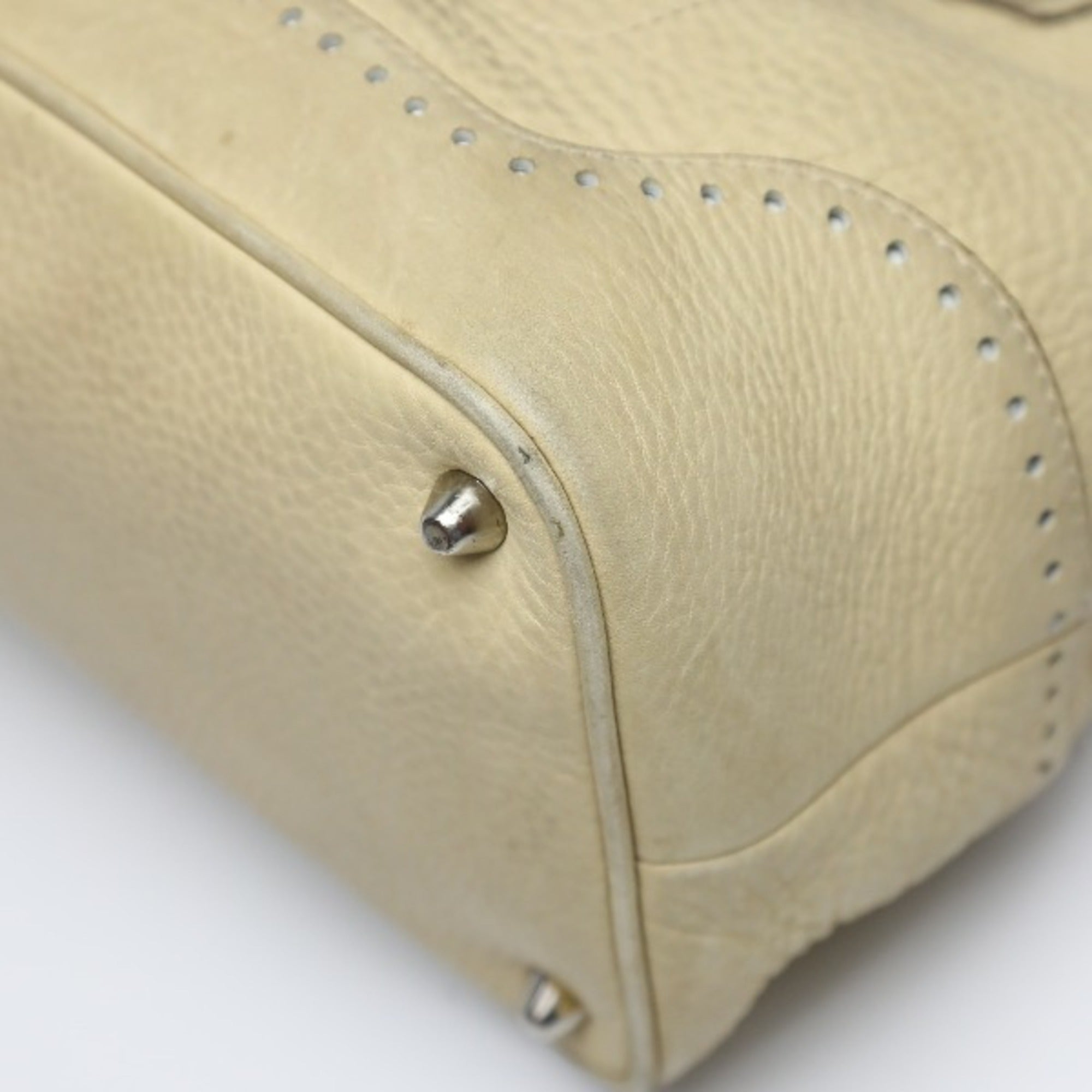 Coach Beige Leather Handbag Tote Bag (Pre-Owned)